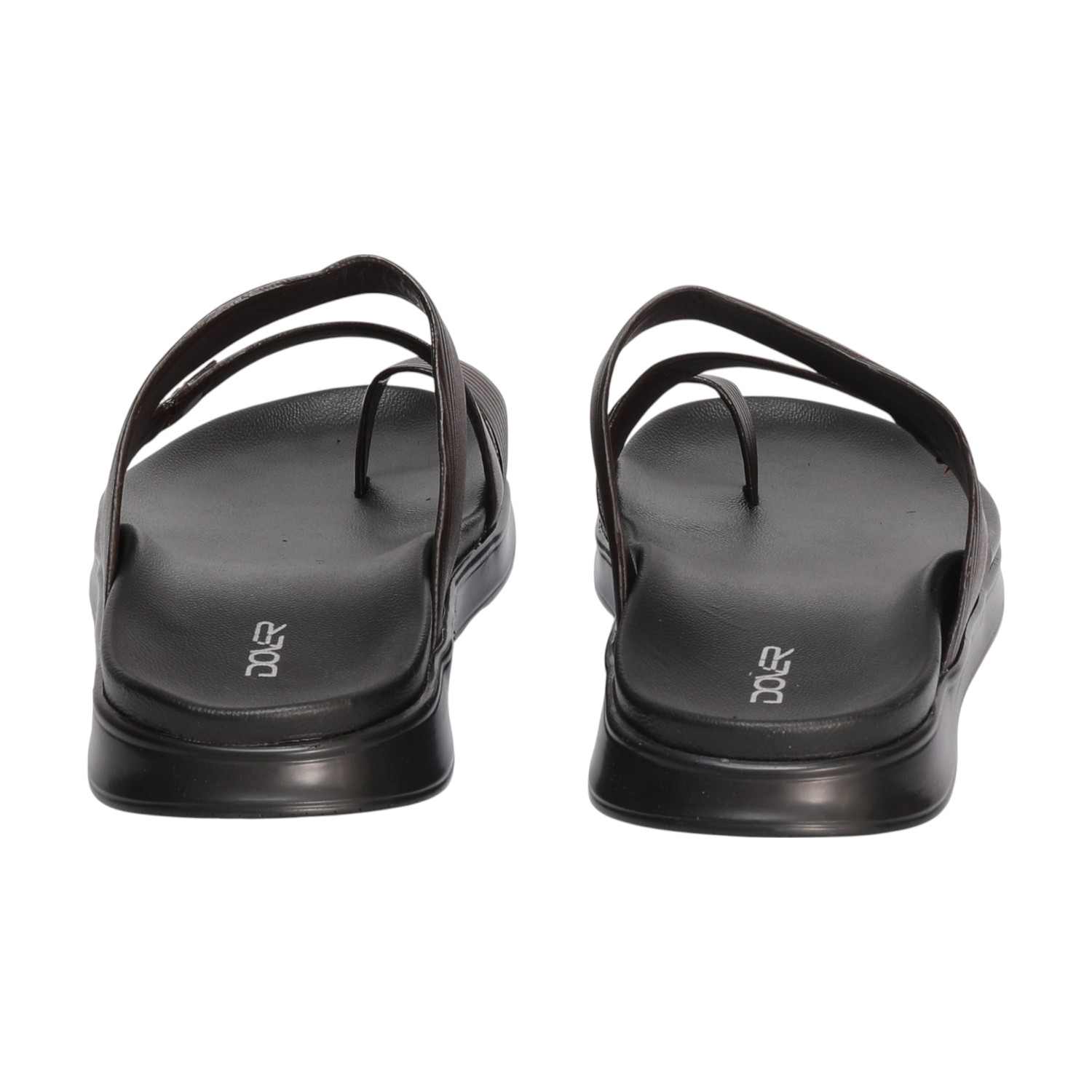 Men Brown Toe-Loop Slide Chappal With Dual Strap Design