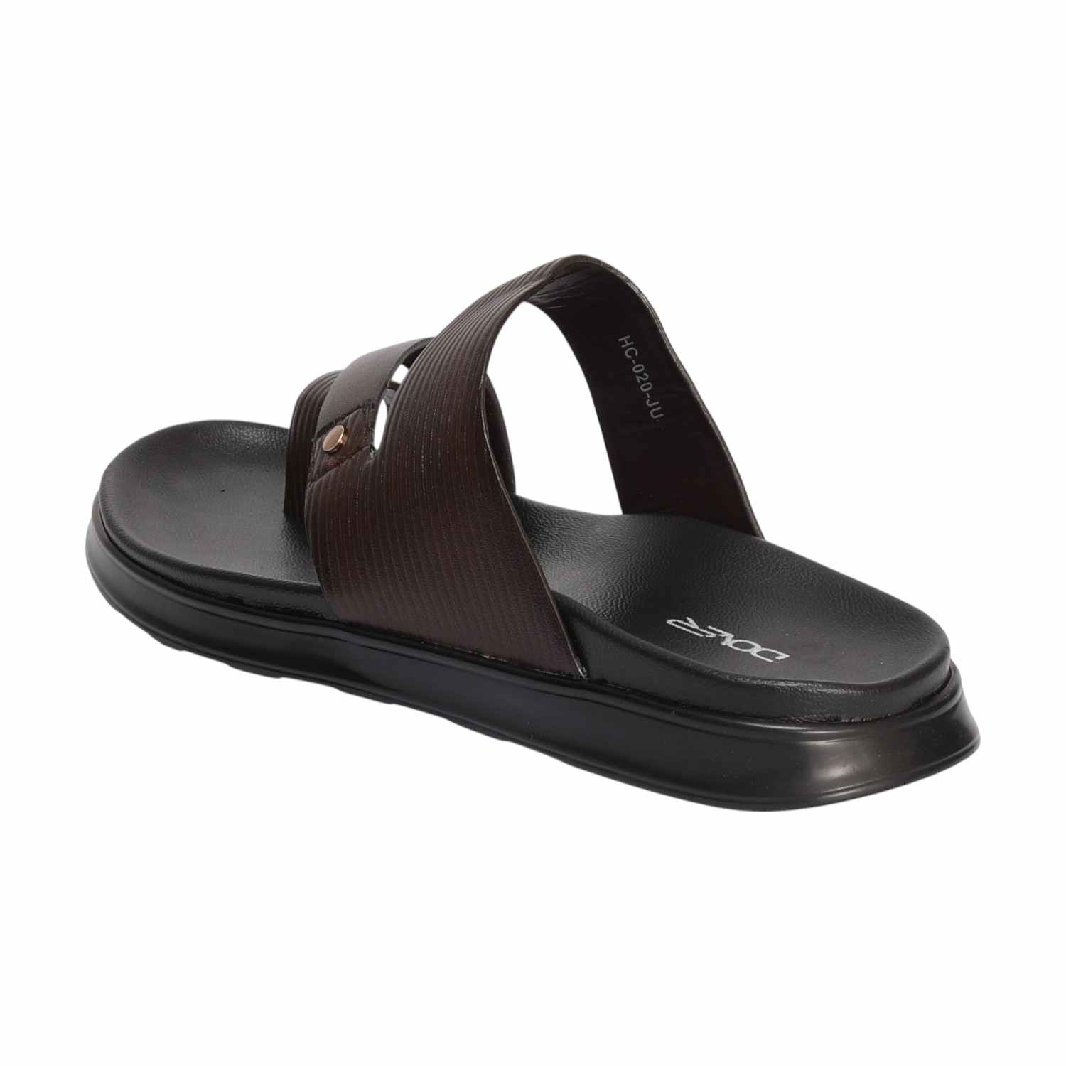 Men Brown Toe-Loop Slide Chappal With Dual Strap Design
