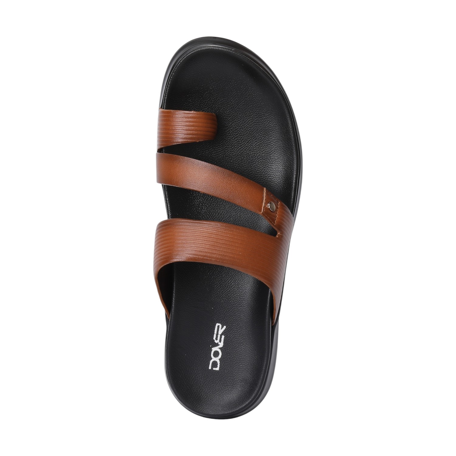 Men Tan Toe-Loop Slide Chappal With Dual Strap Design