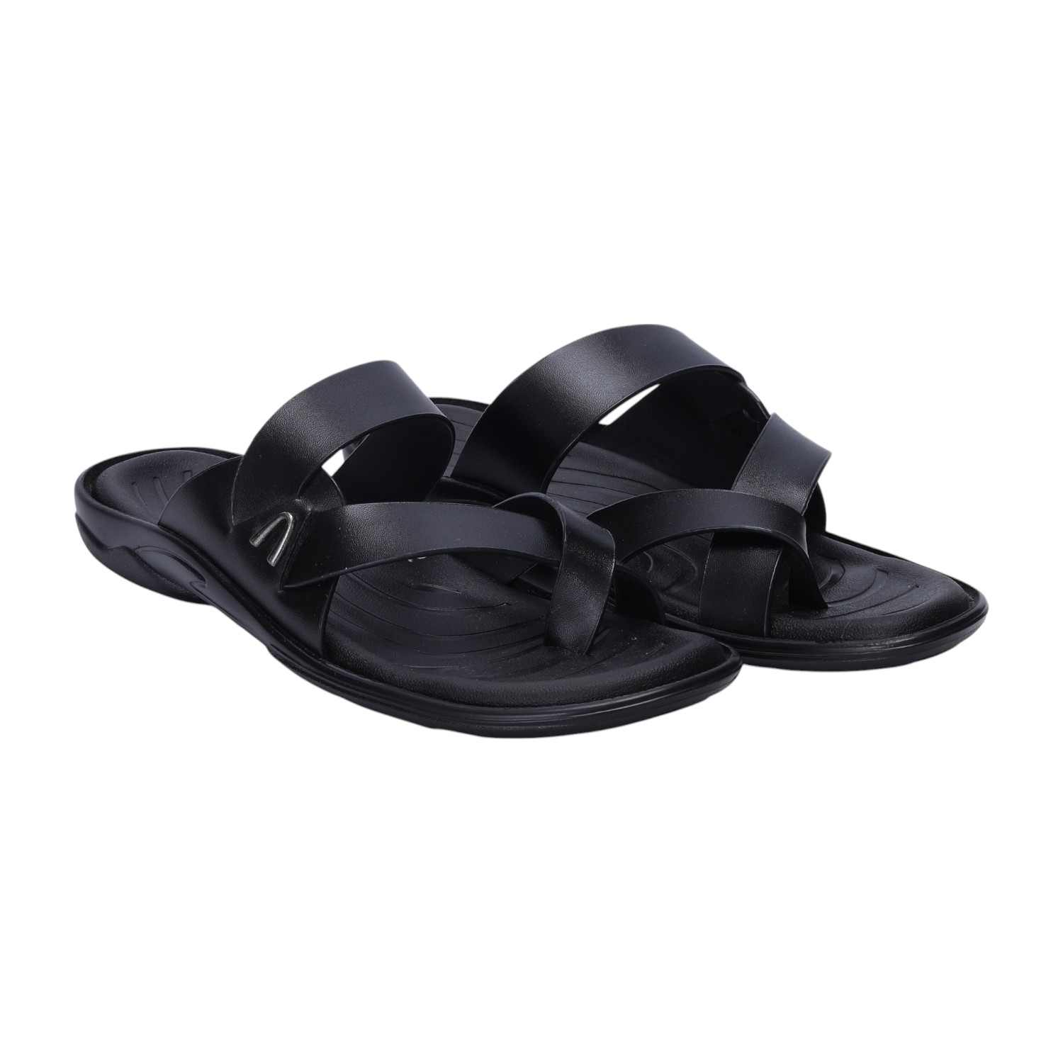 Men Black Comfort Chappals