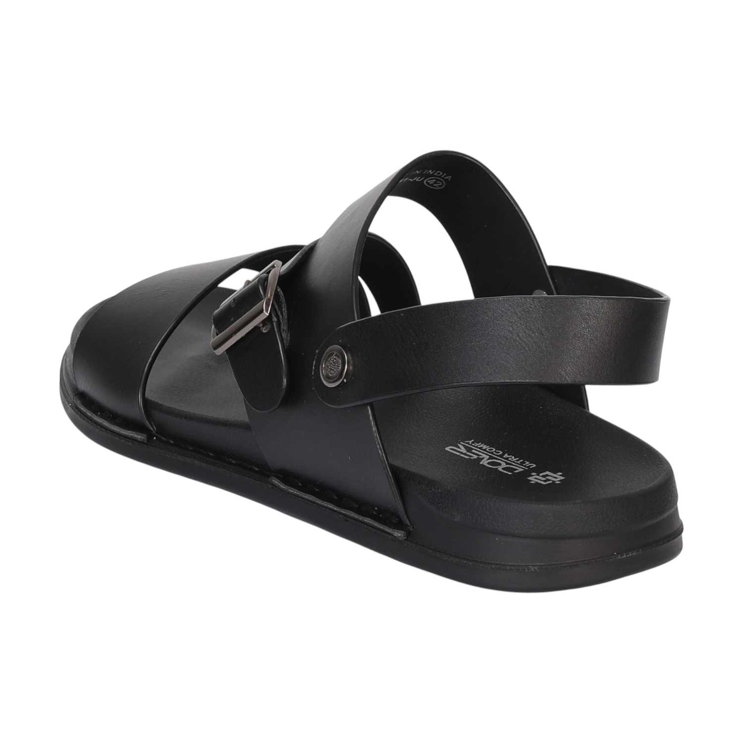 Men Black Casual Cross-Strap Sandals With Buckle
