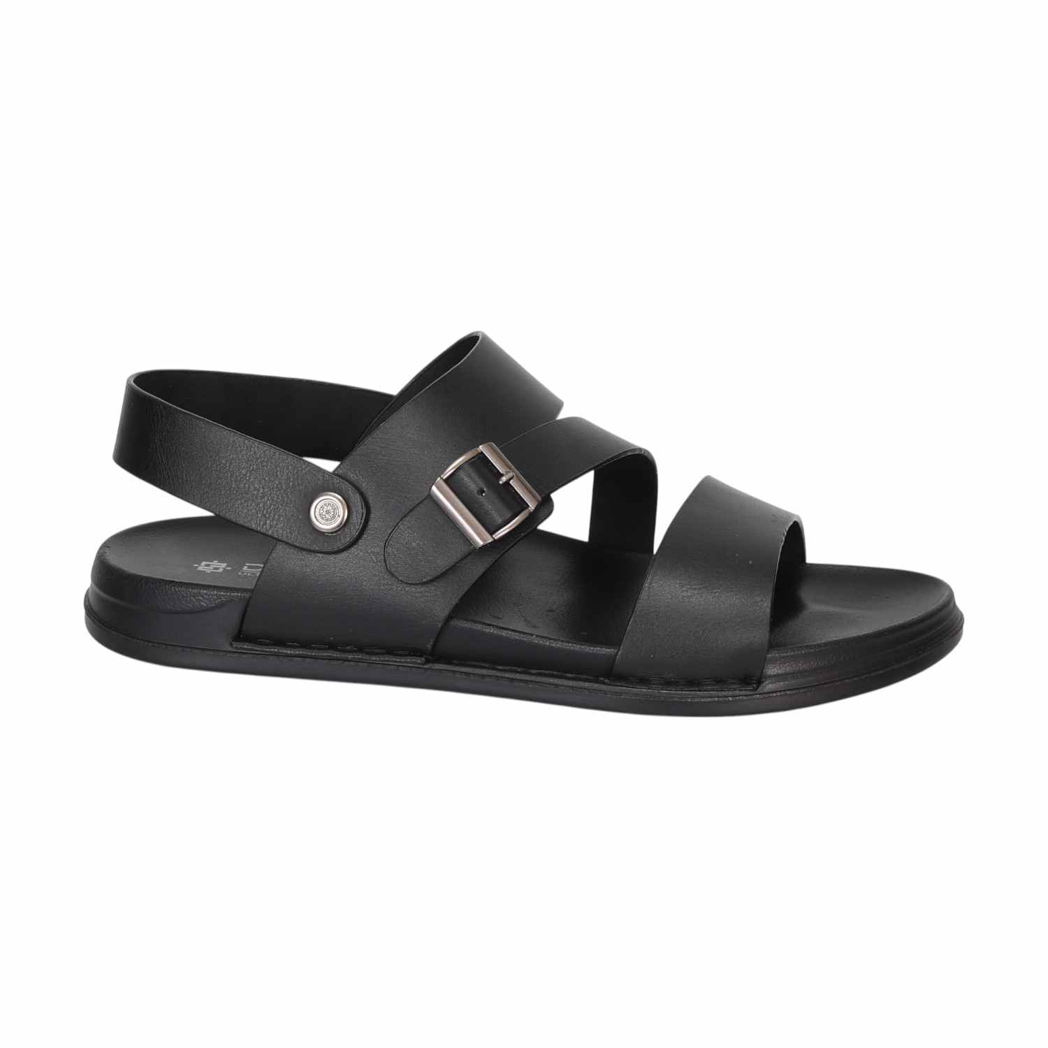 Men Black Casual Cross-Strap Sandals With Buckle