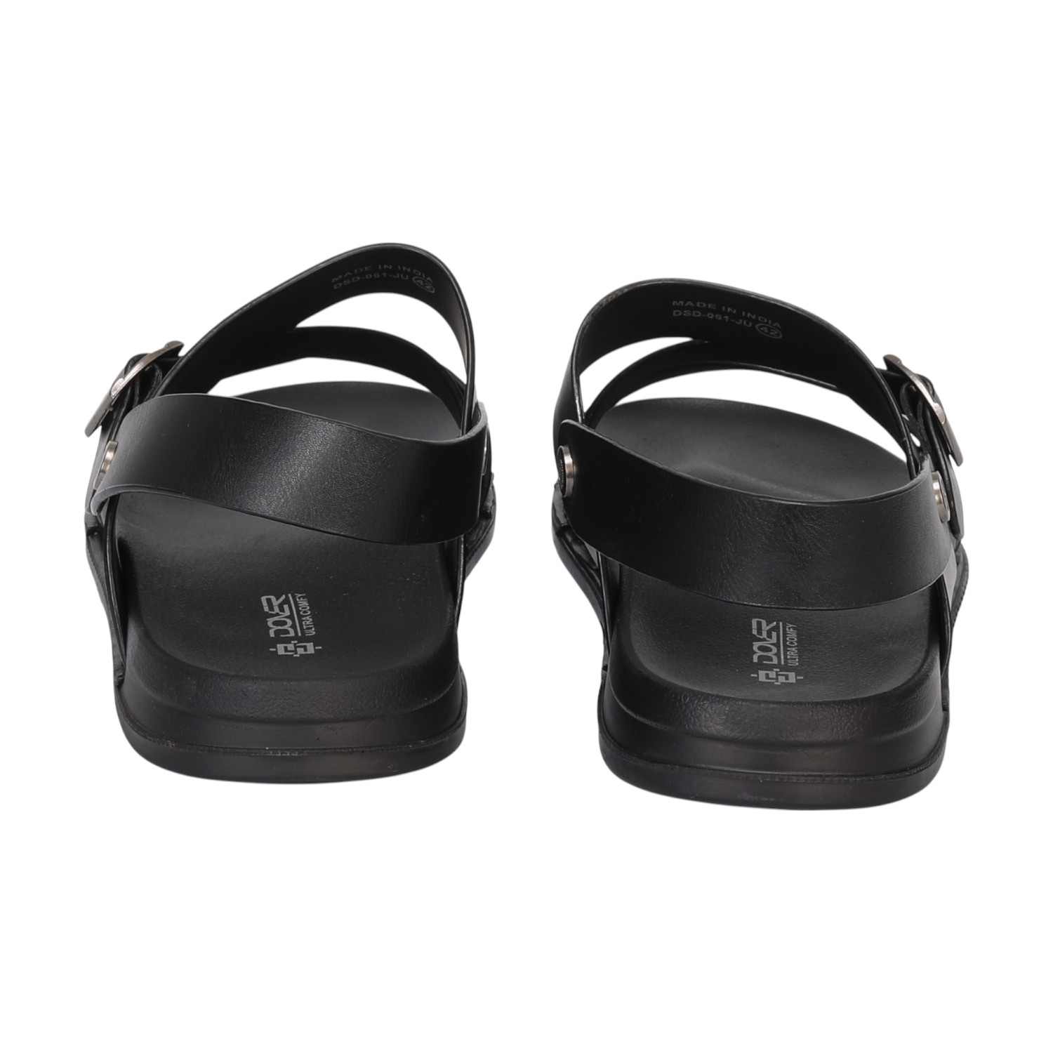 Men Black Casual Cross-Strap Sandals With Buckle