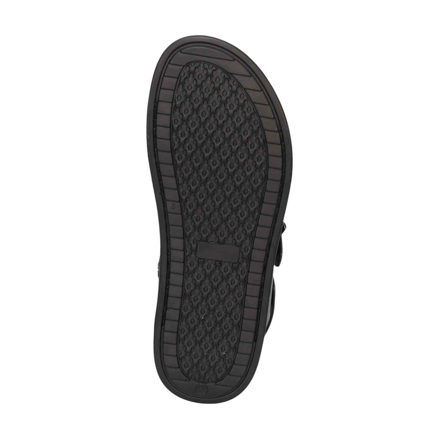 Men Black Casual Cross-Strap Sandals With Buckle