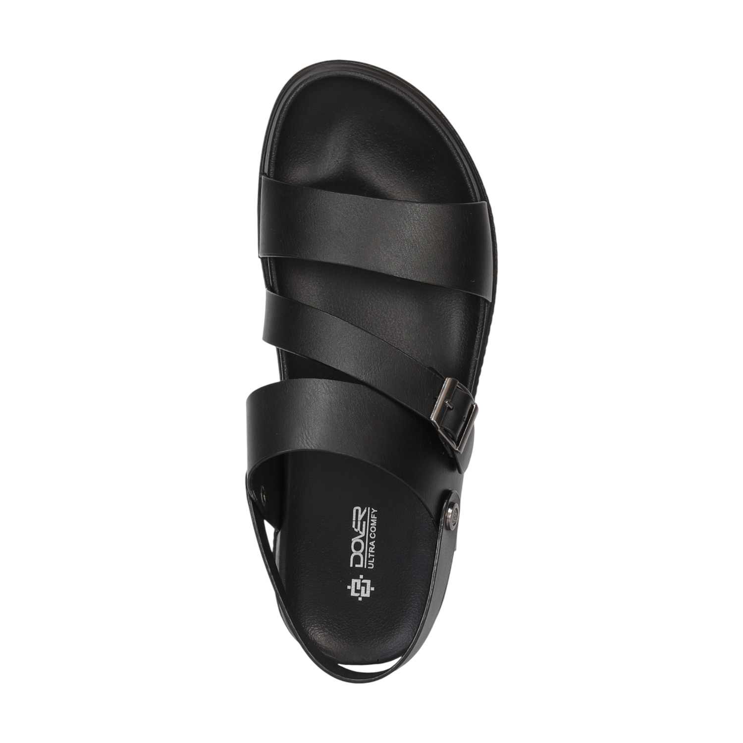 Men Black Casual Cross-Strap Sandals With Buckle