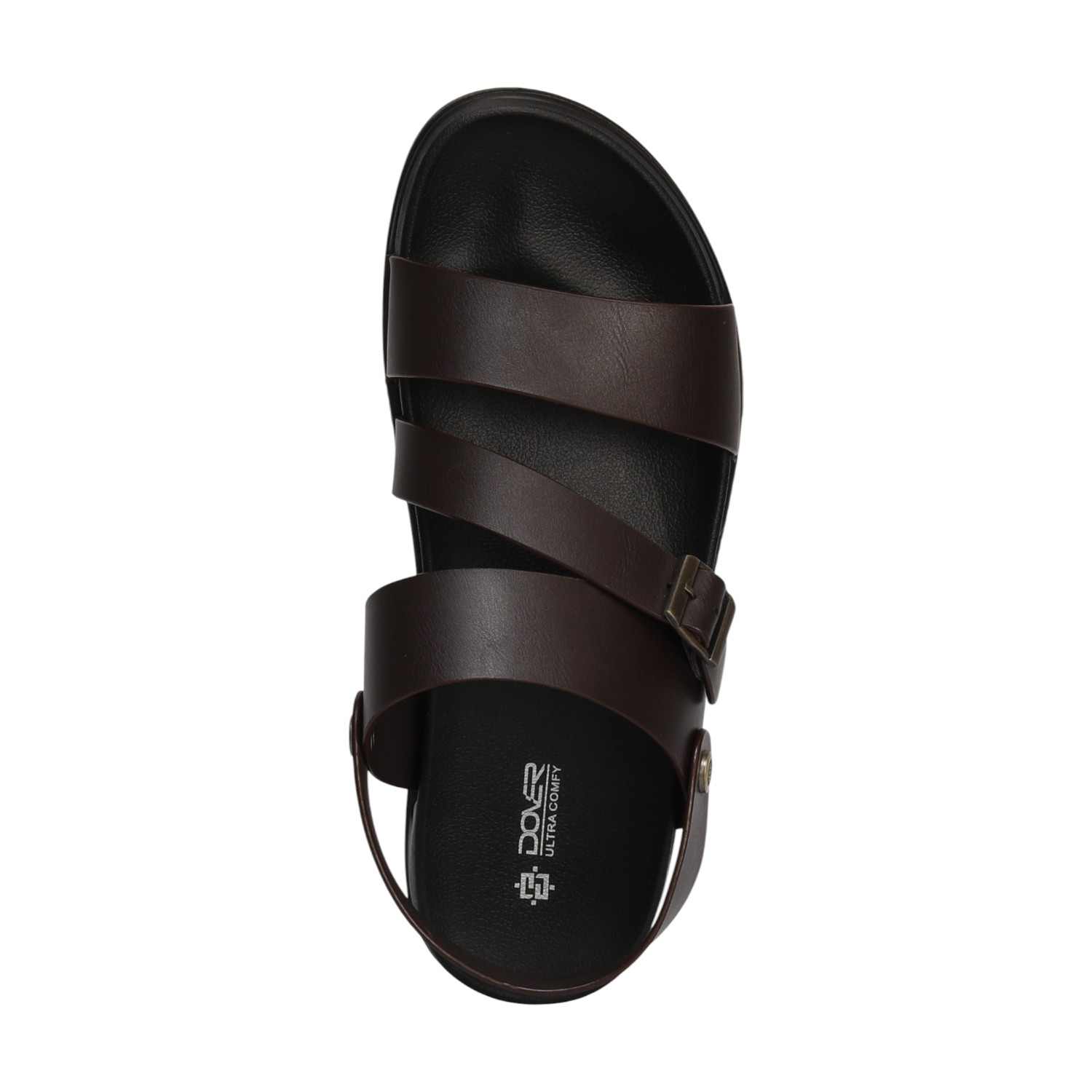 Men Brown Casual Cross-Strap Sandals With Buckle
