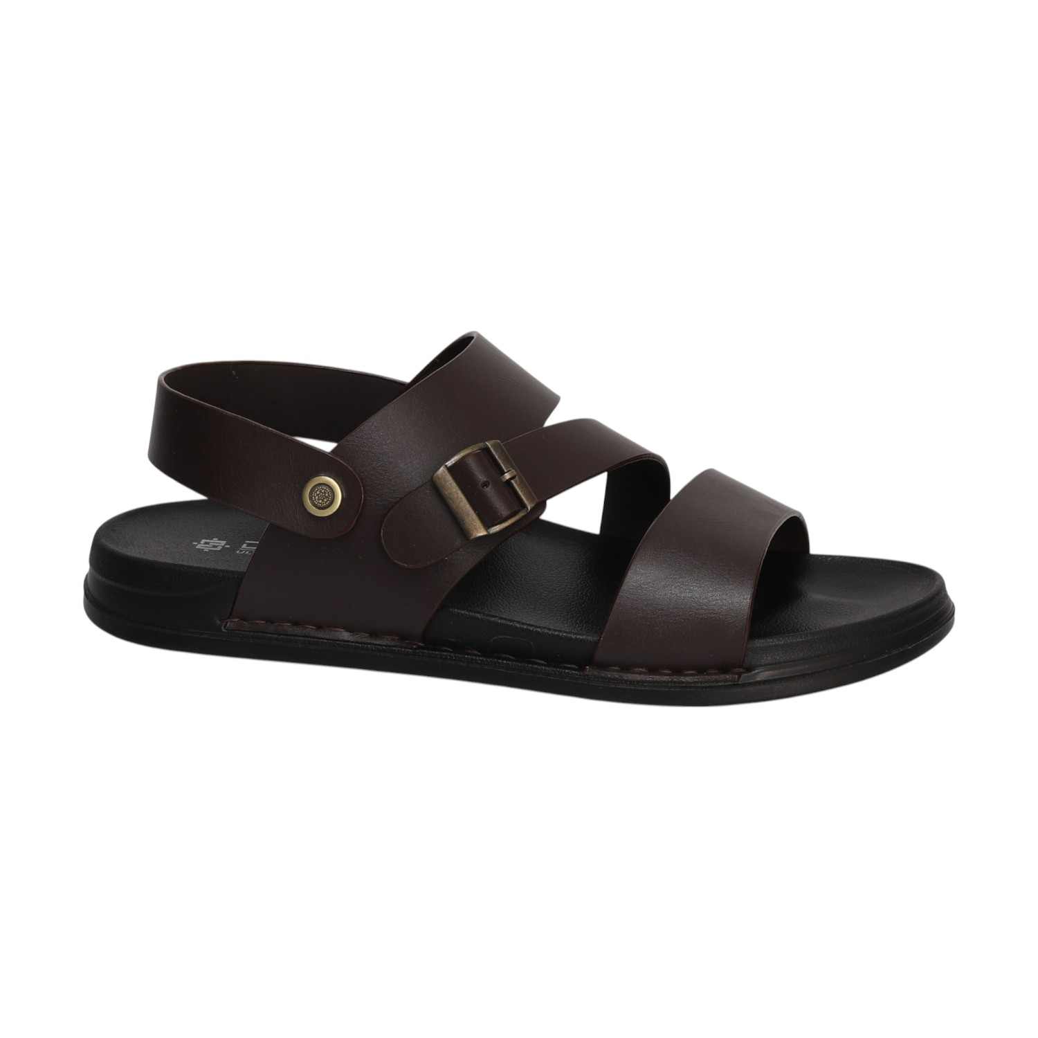 Men Brown Casual Cross-Strap Sandals With Buckle