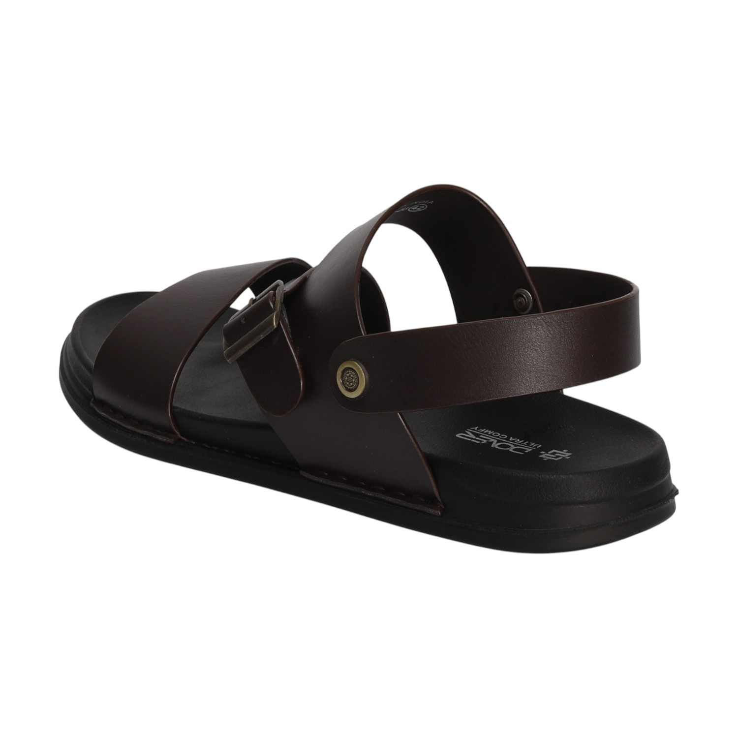 Men Brown Casual Cross-Strap Sandals With Buckle