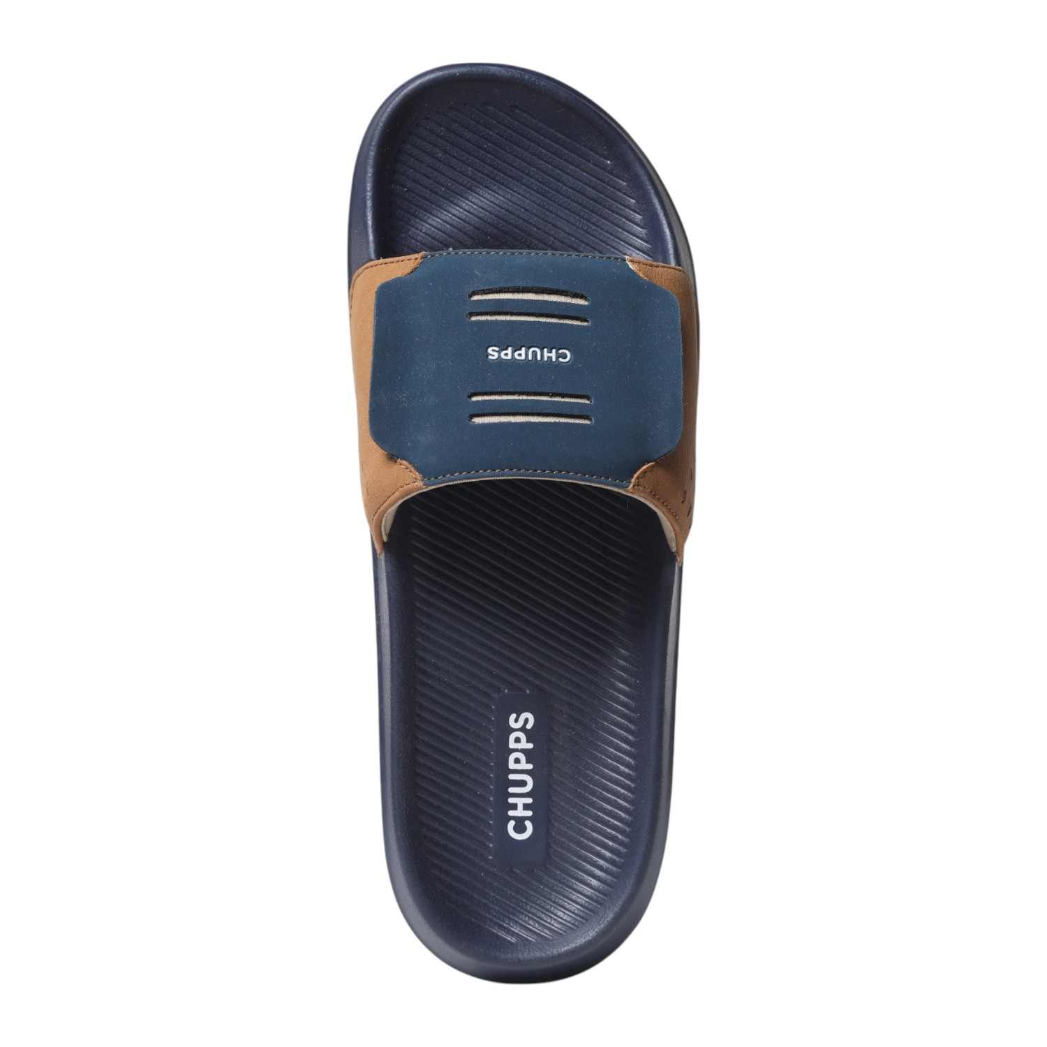Men Musturd Navy Rubber Slider