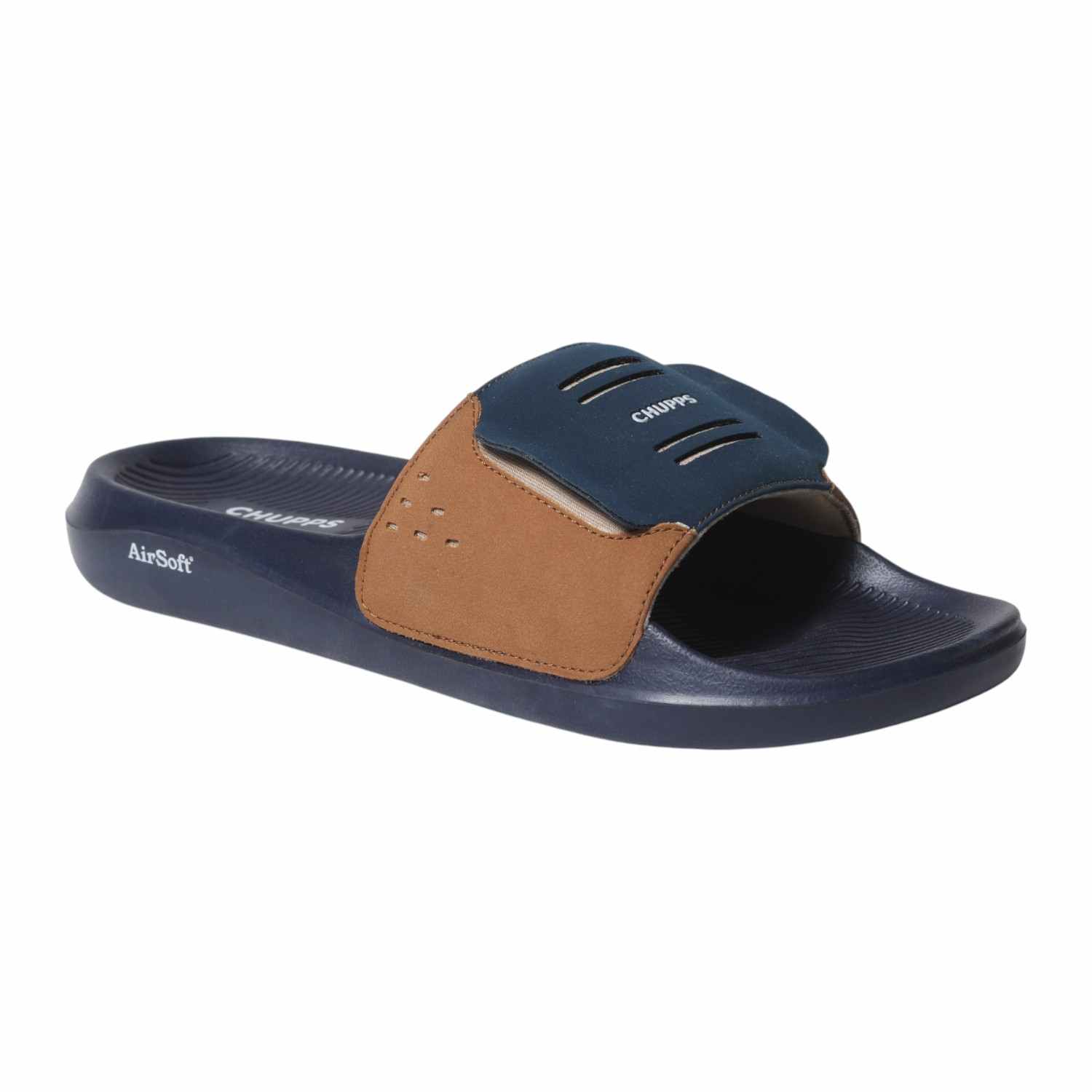 Men Musturd Navy Rubber Slider