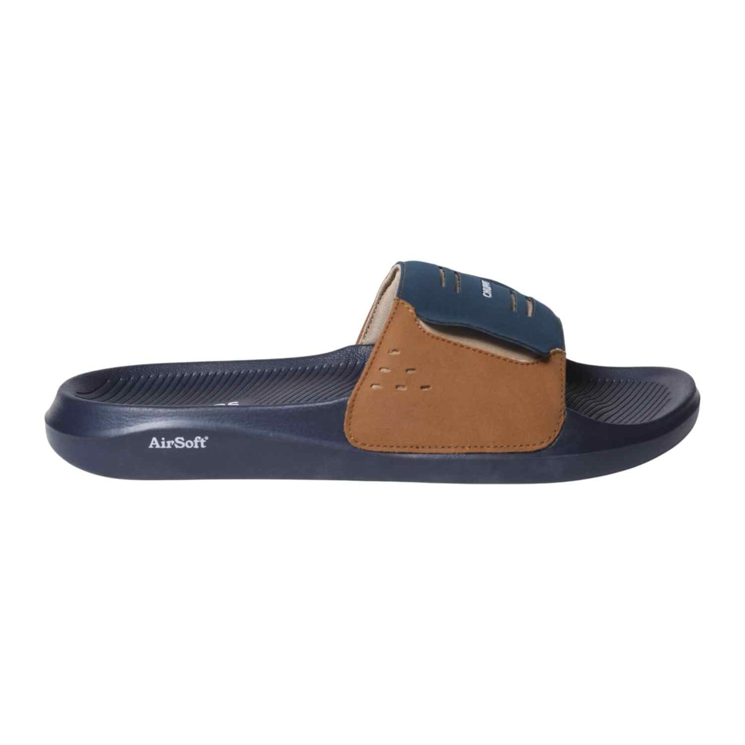 Men Musturd Navy Rubber Slider