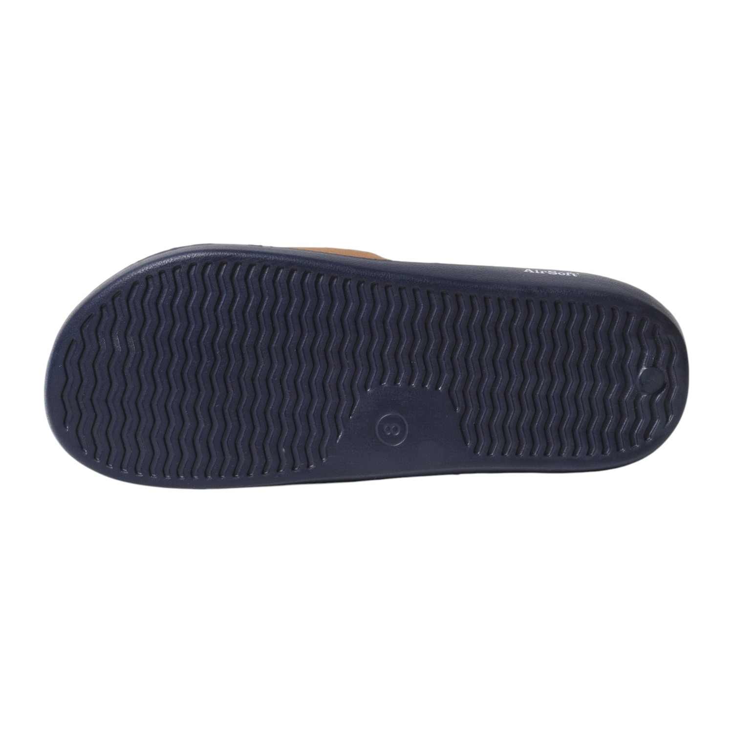 Men Musturd Navy Rubber Slider