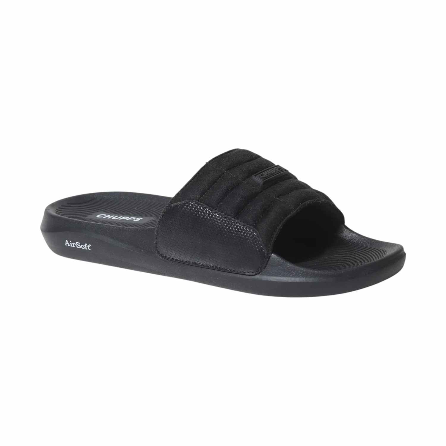 Men Black PU Slider