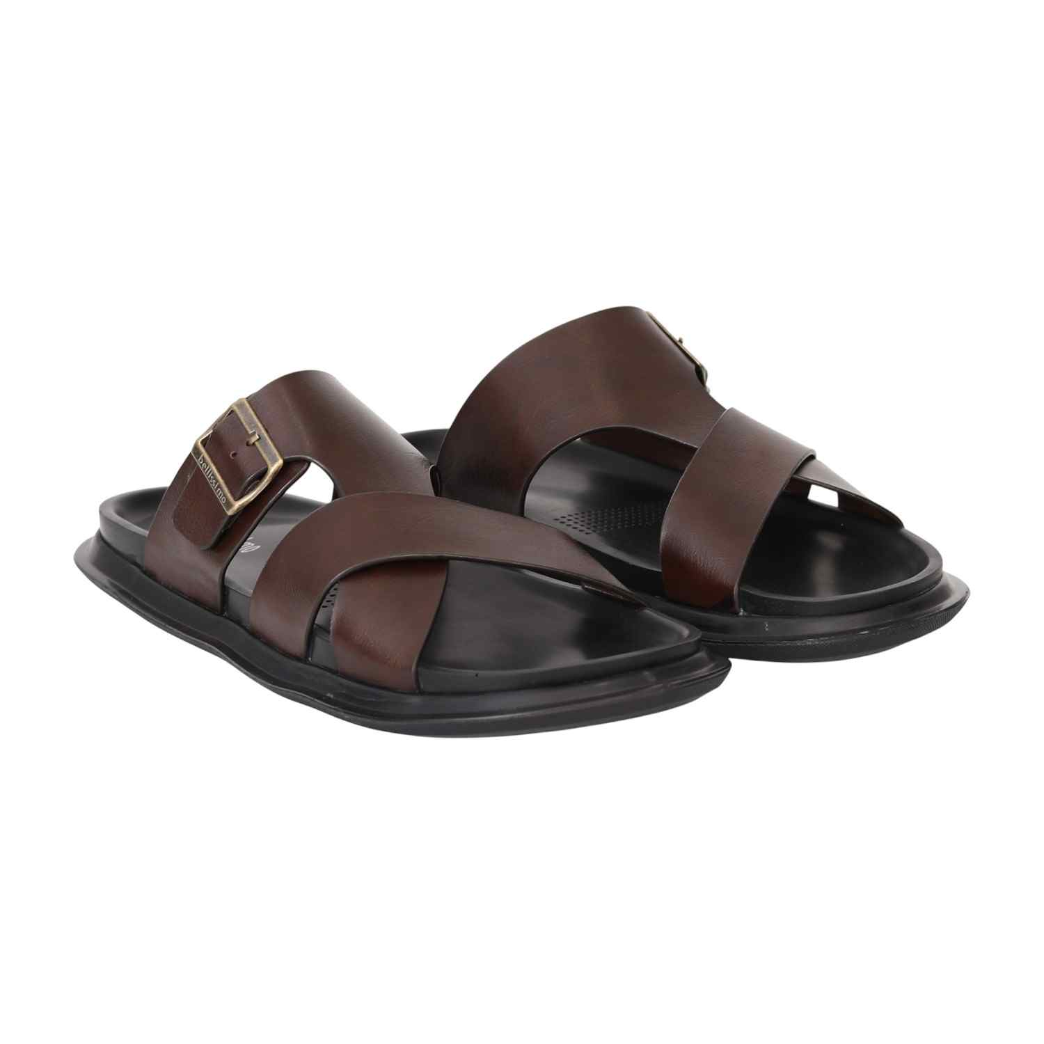 Men Brown Comfort Cross Sandals
