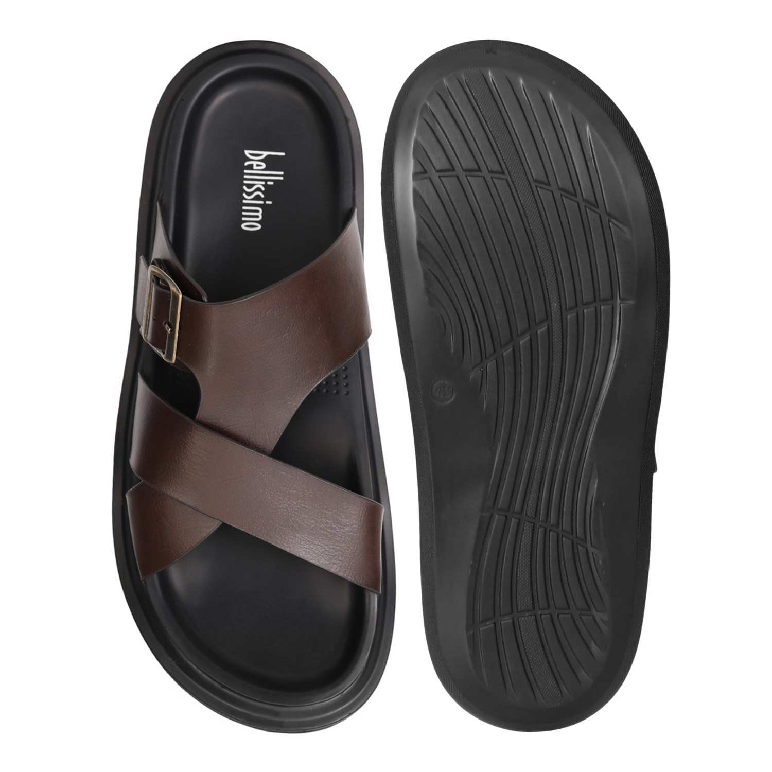 Men Brown Comfort Cross Sandals