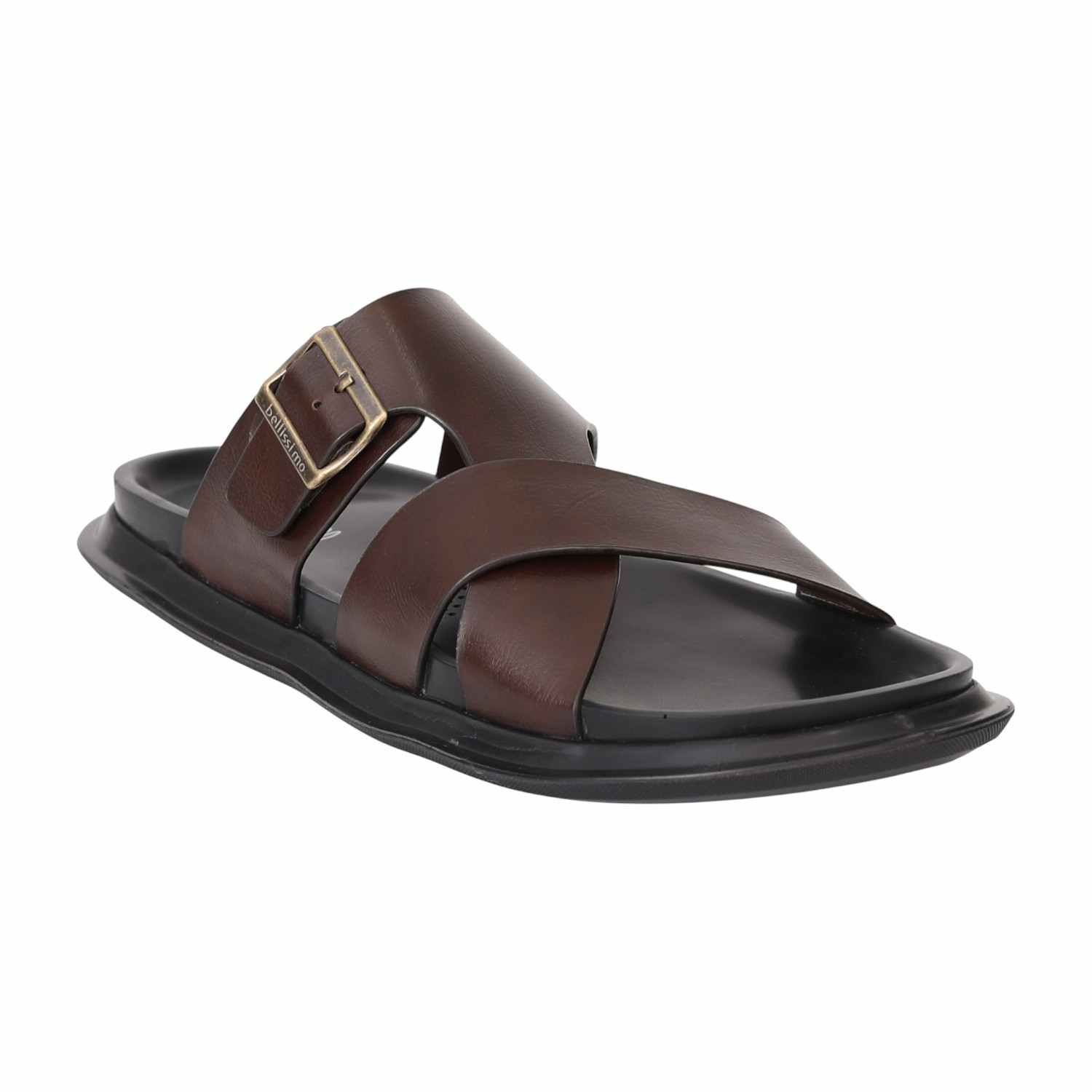 Men Brown Comfort Cross Sandals