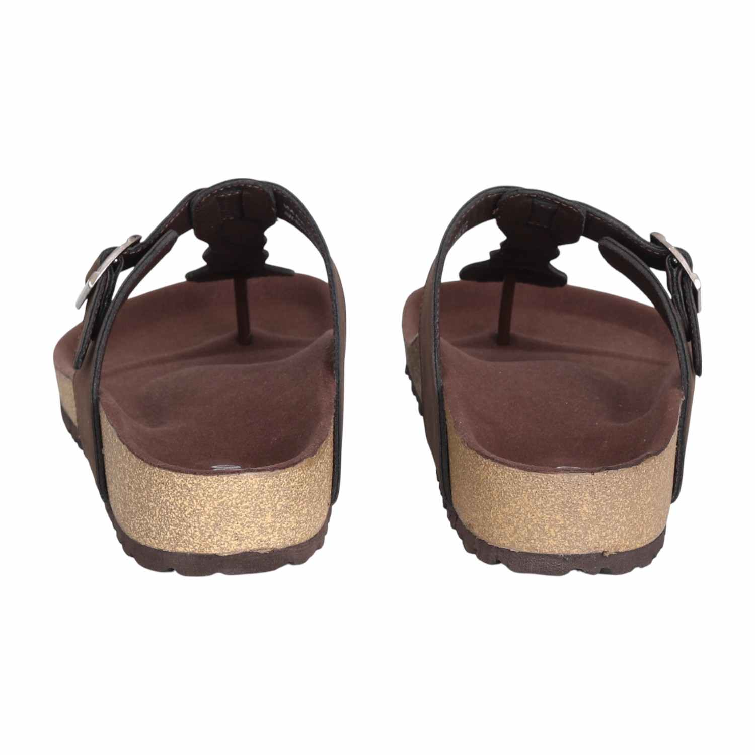 Men Brown Braided Leather Wedge Sandals with Buckle Strap