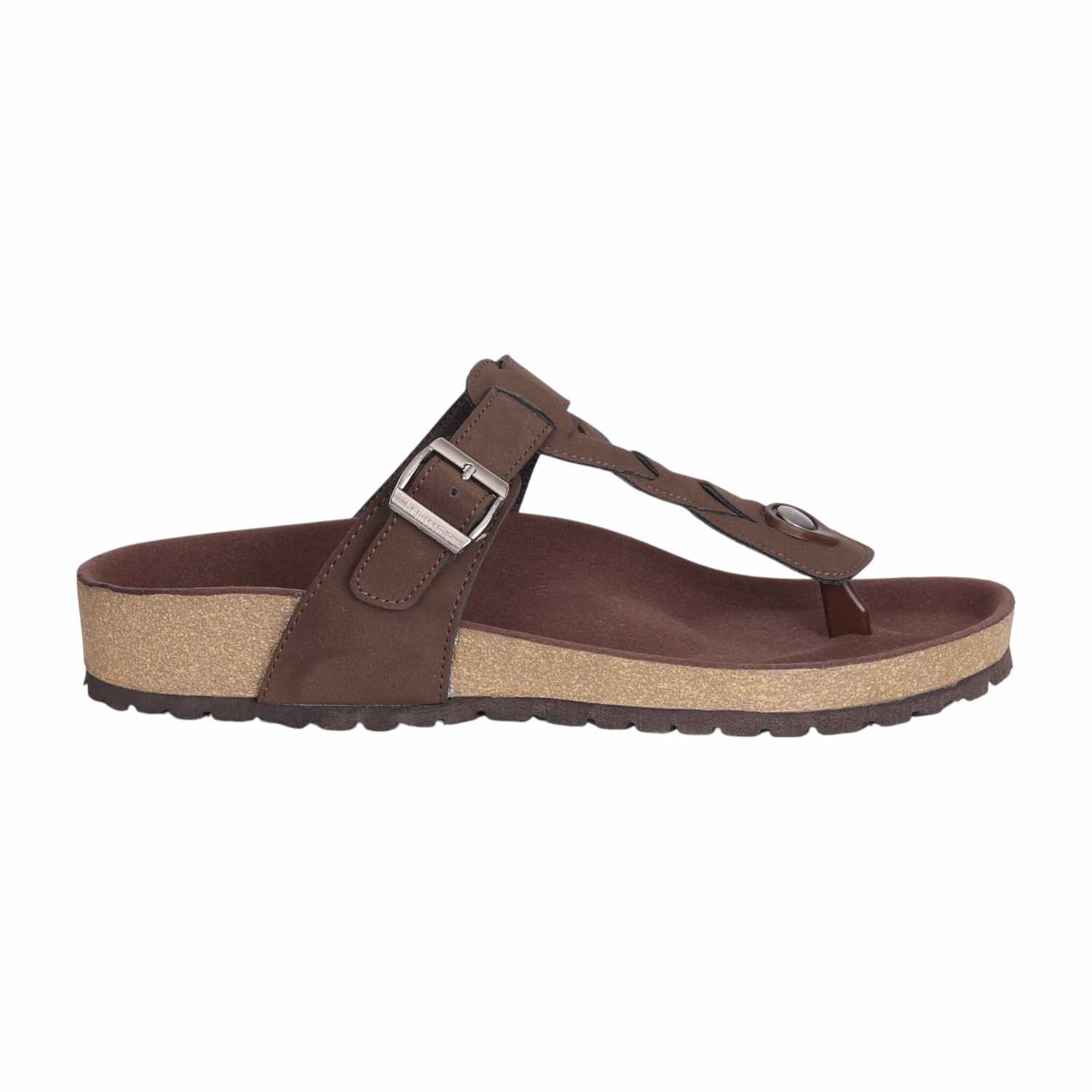 Men Brown Braided Leather Wedge Sandals with Buckle Strap