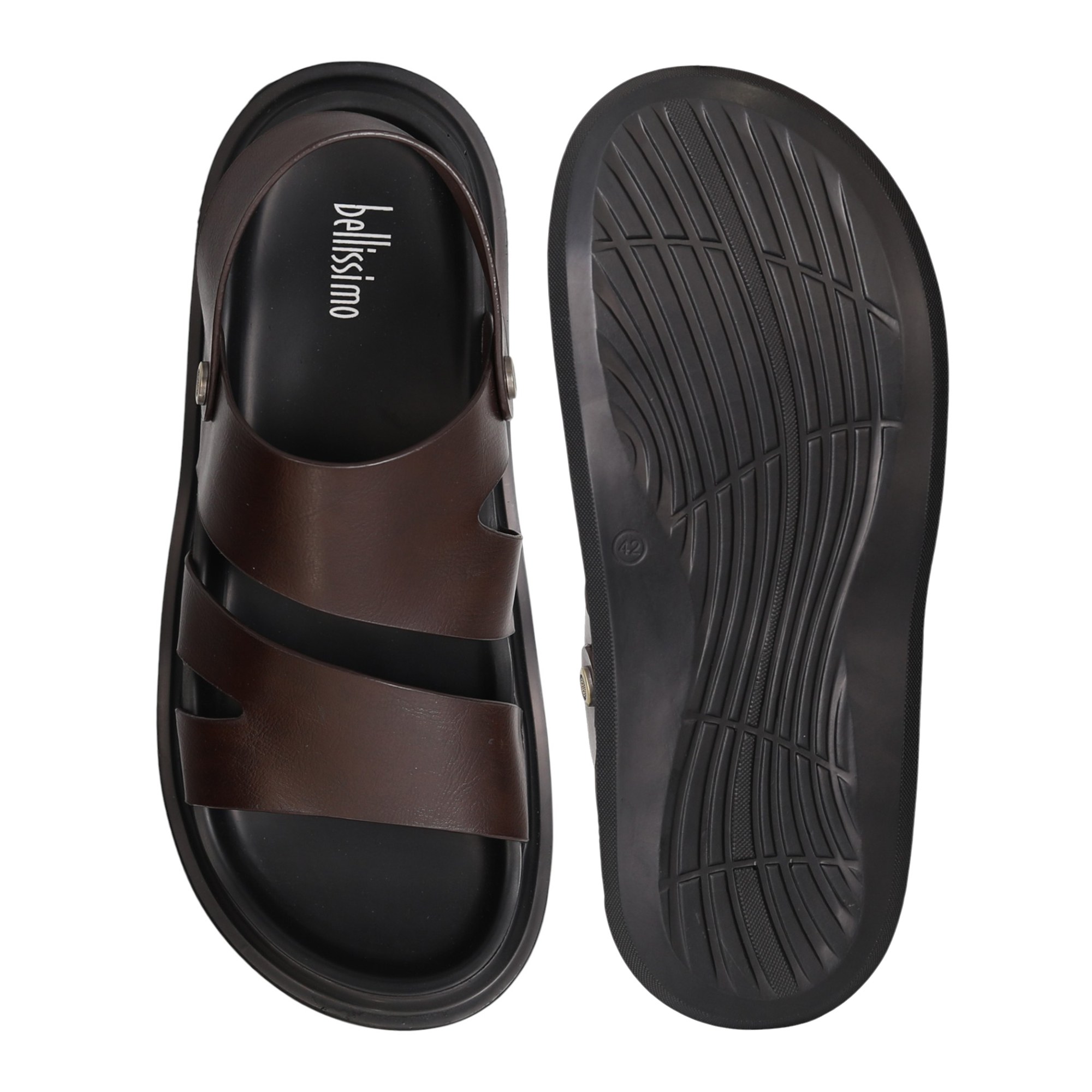 Men Brown Cross-Strap Comfort Sandals