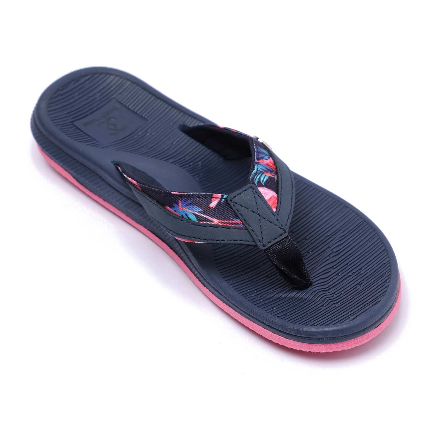 Women Navy Blue Floral Flip-Flops