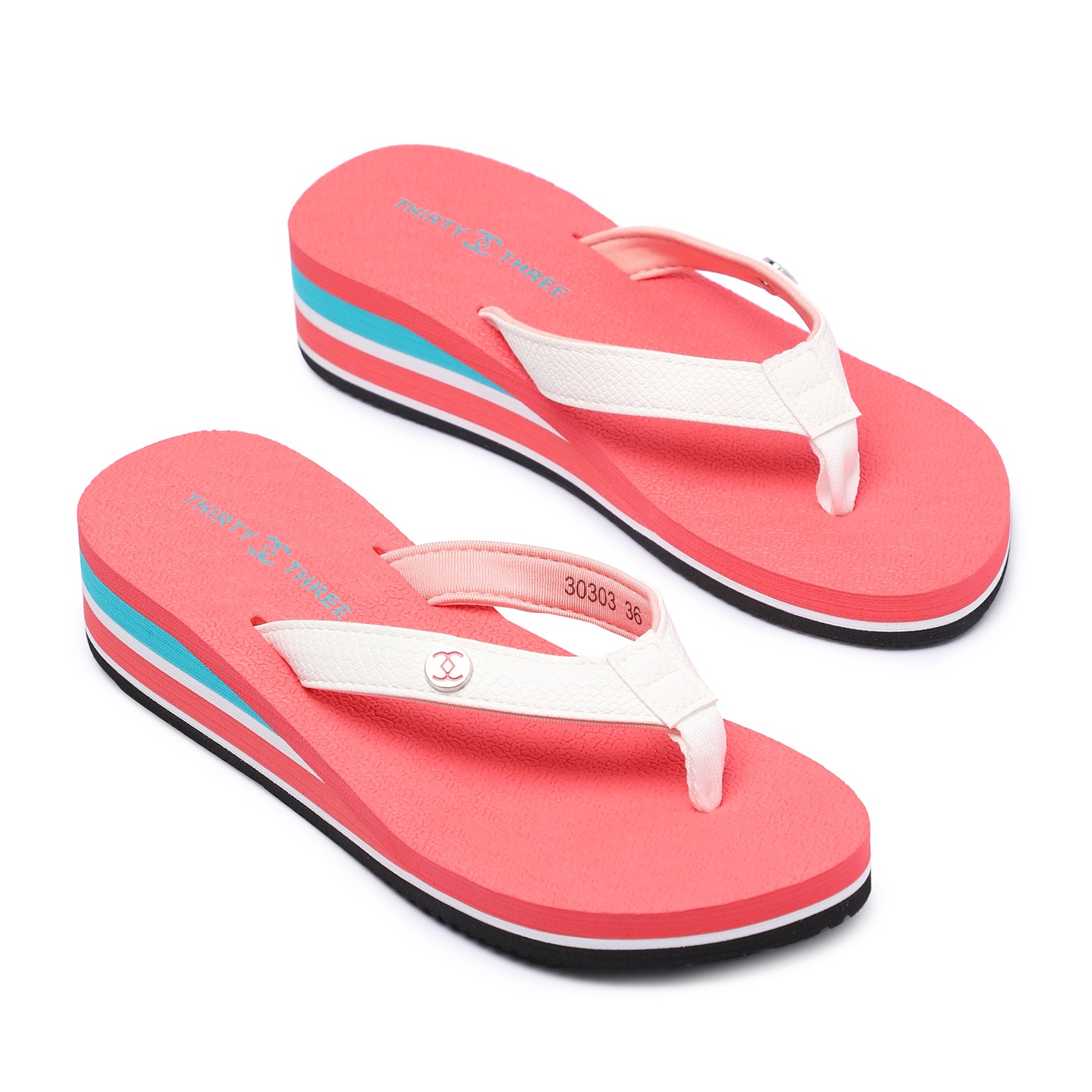 White-Red Flipflops for Women