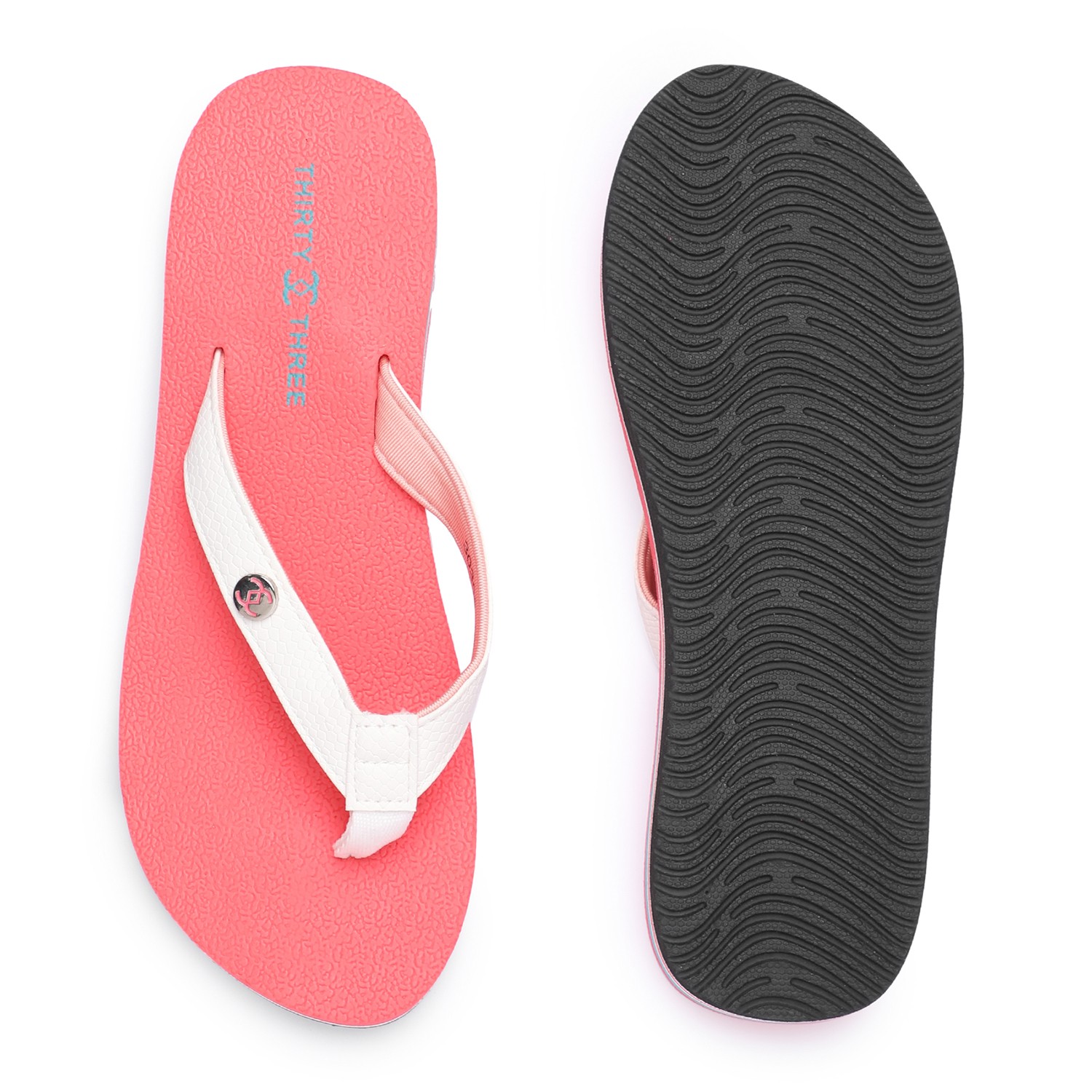 White-Red Flipflops for Women
