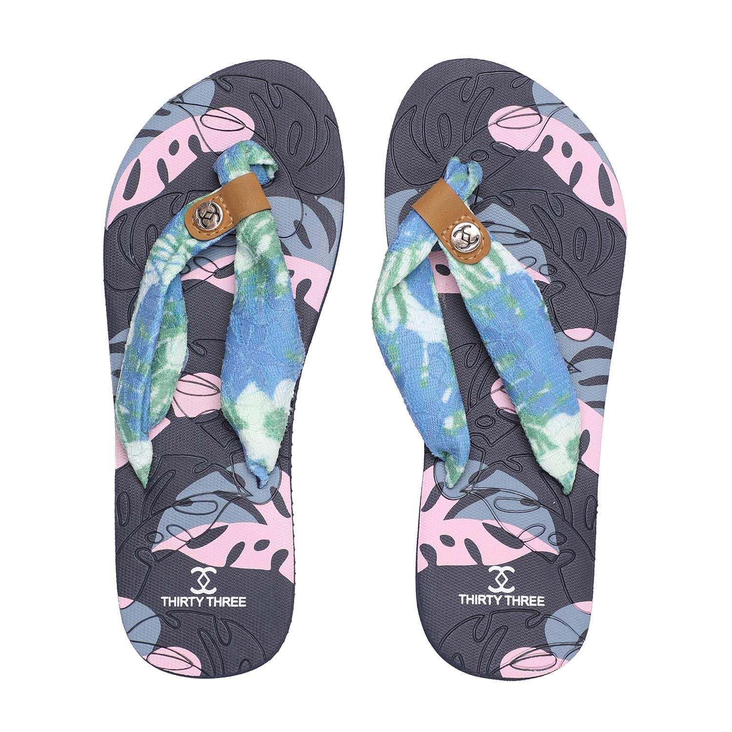 Blue Printed Flipflops for Women
