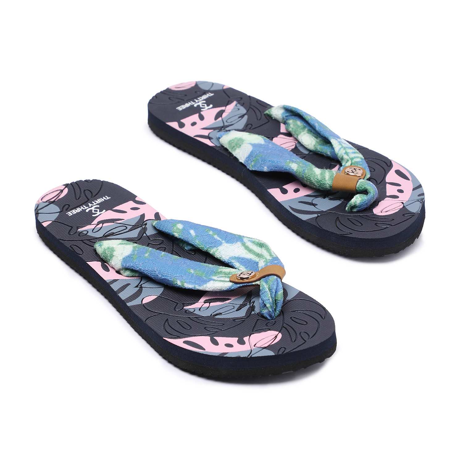 Blue Printed Flipflops for Women