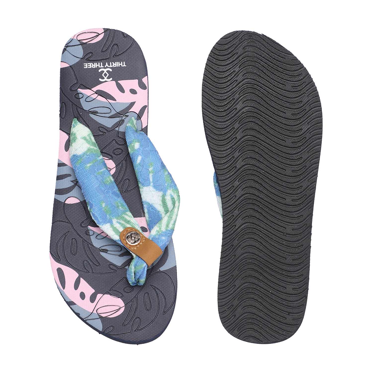 Blue Printed Flipflops for Women