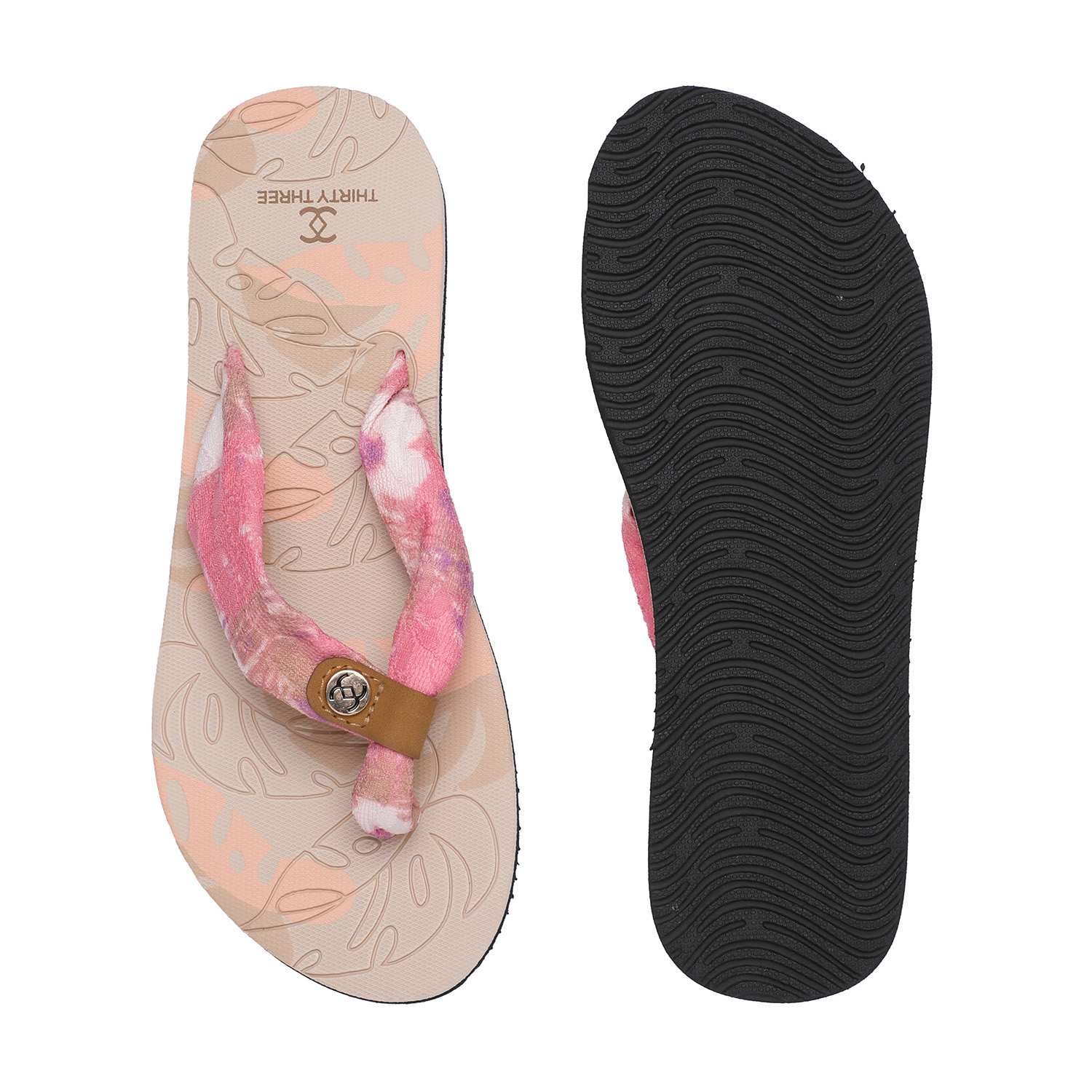Pink Printed Flipflops for Women