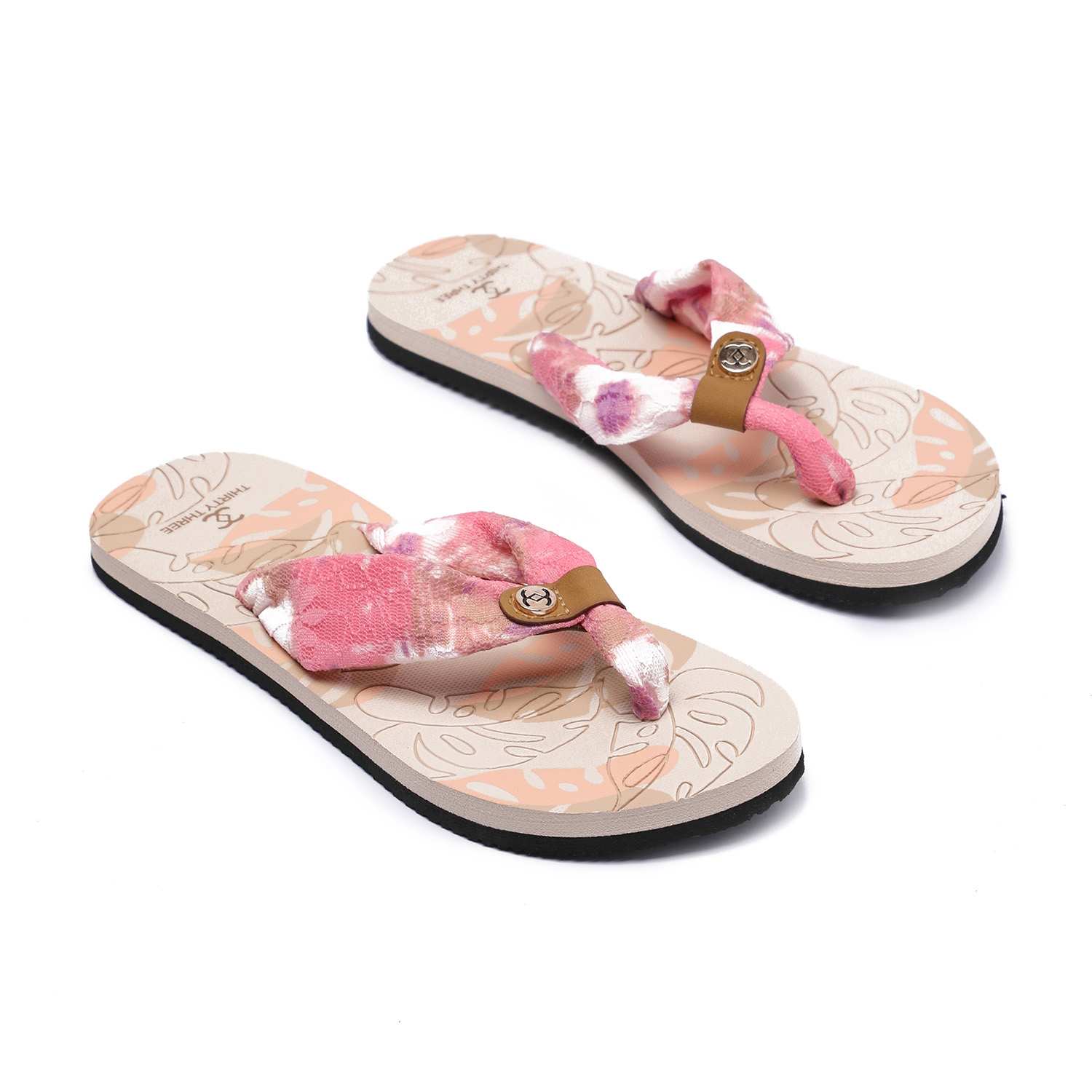 Pink Printed Flipflops for Women