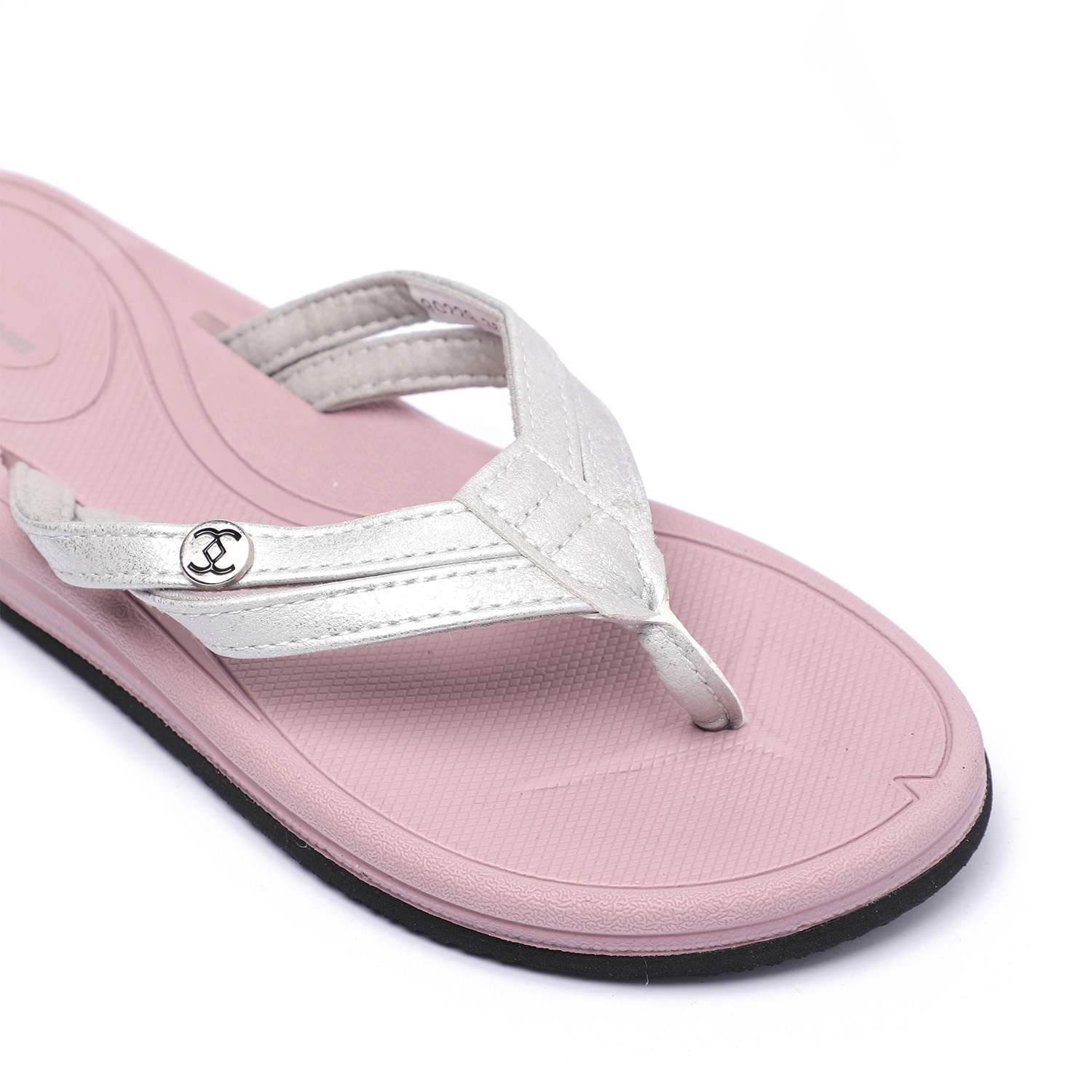 Purple Flip-Flops with Metallic Silver Straps For Women