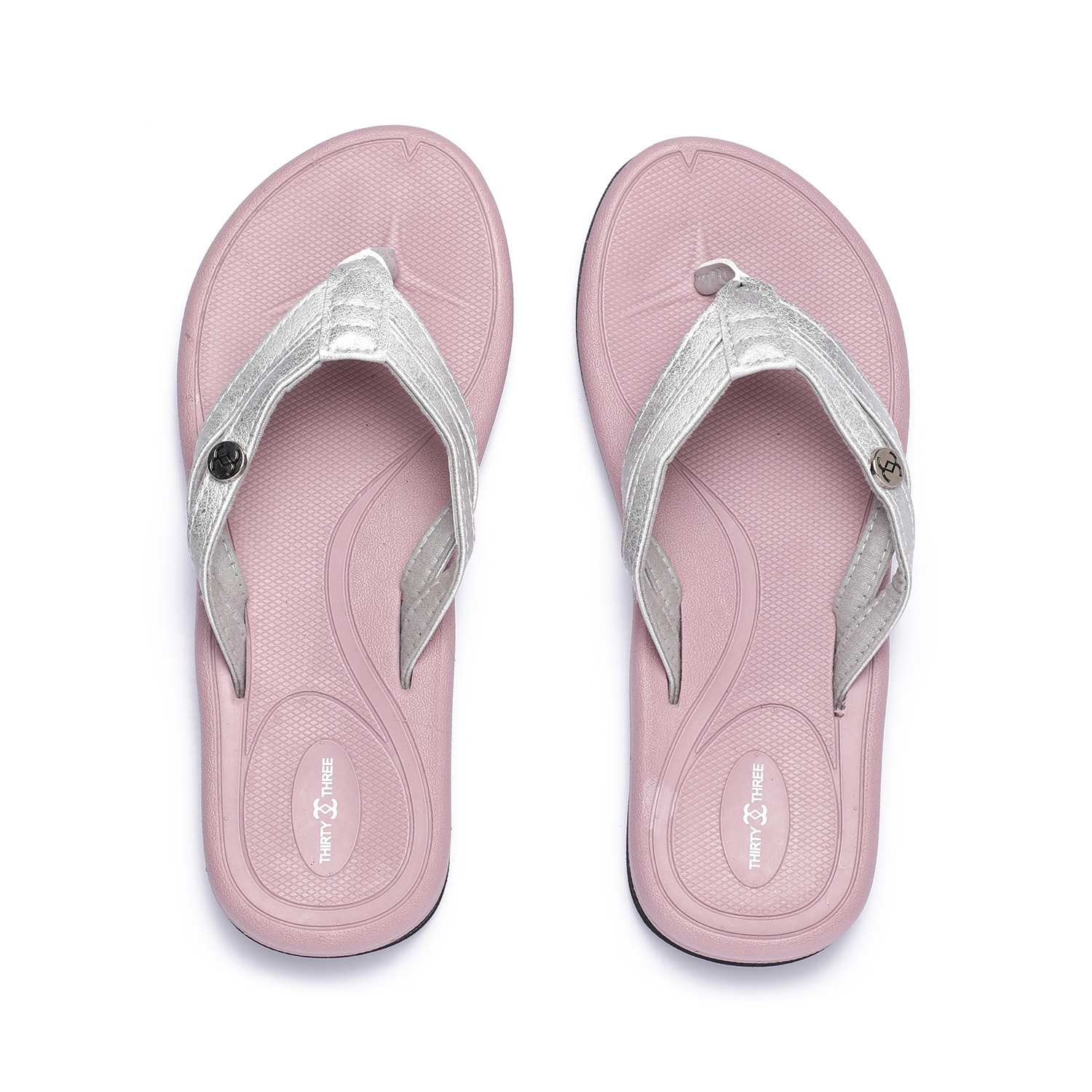 Purple Flip-Flops with Metallic Silver Straps For Women