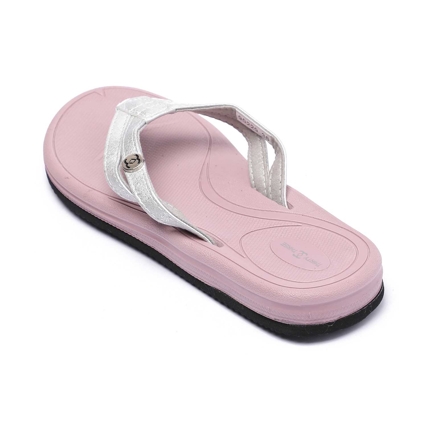Purple Flip-Flops with Metallic Silver Straps For Women