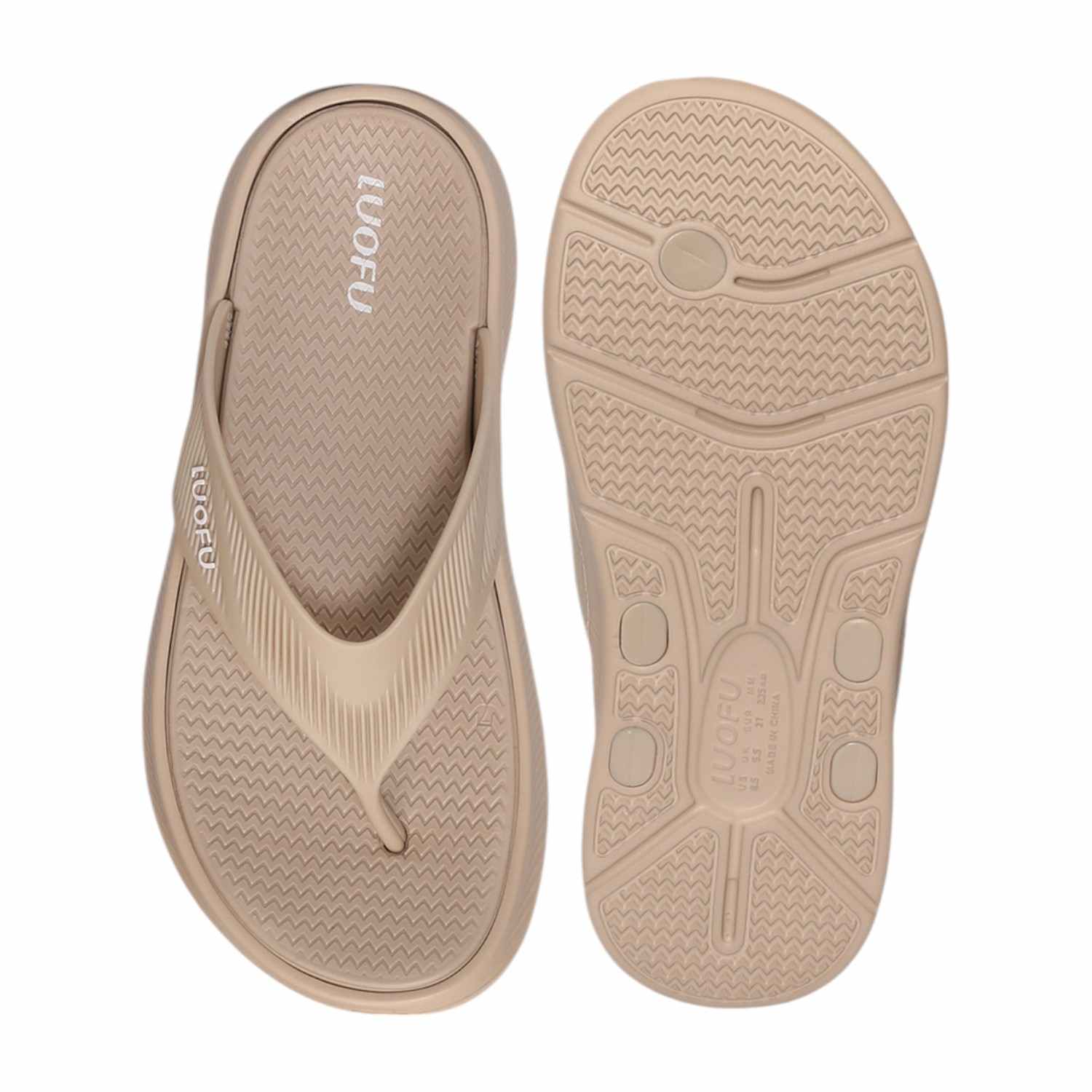 Women Brown Textured EVA Thongs