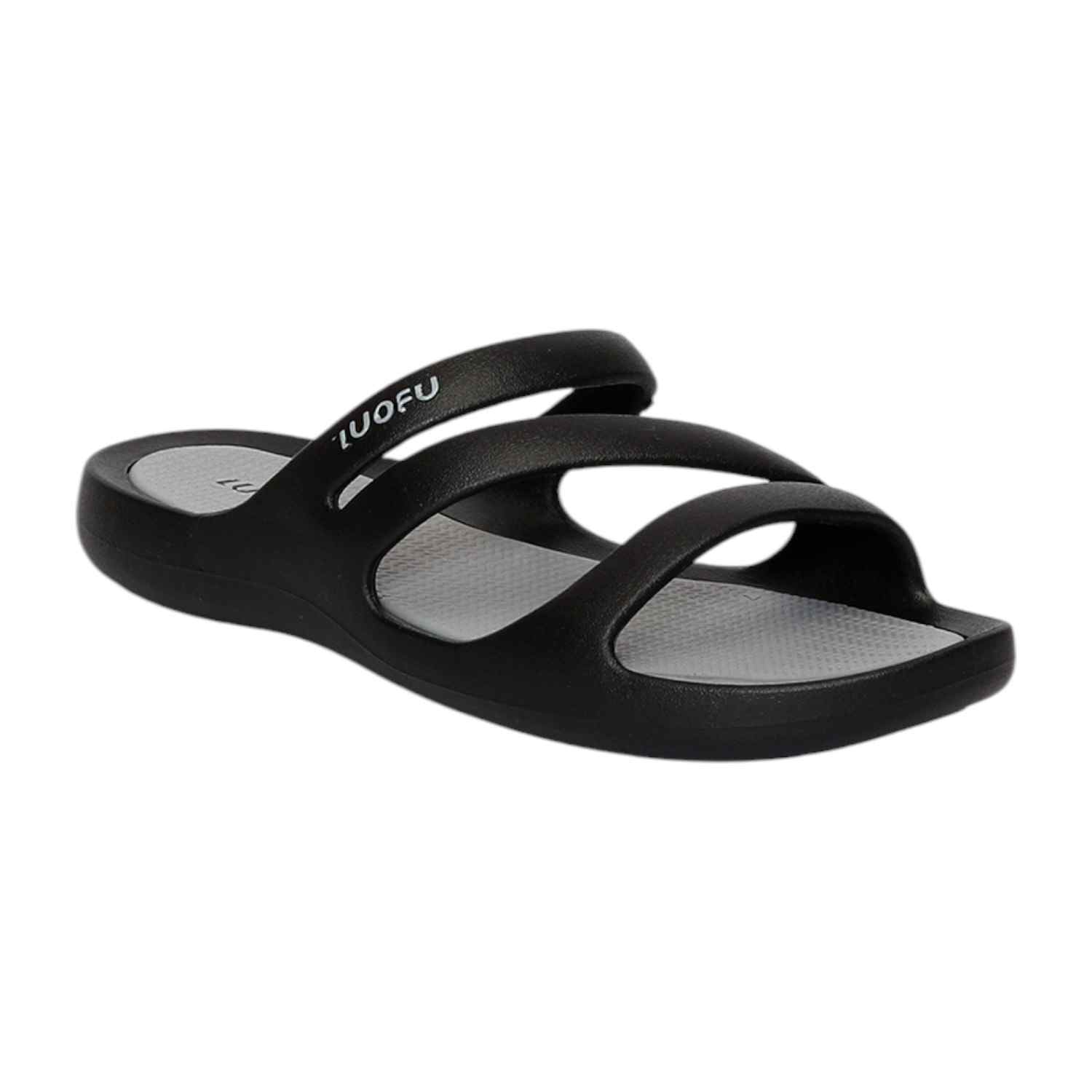 Women Black-Grey Z Strap Flats
