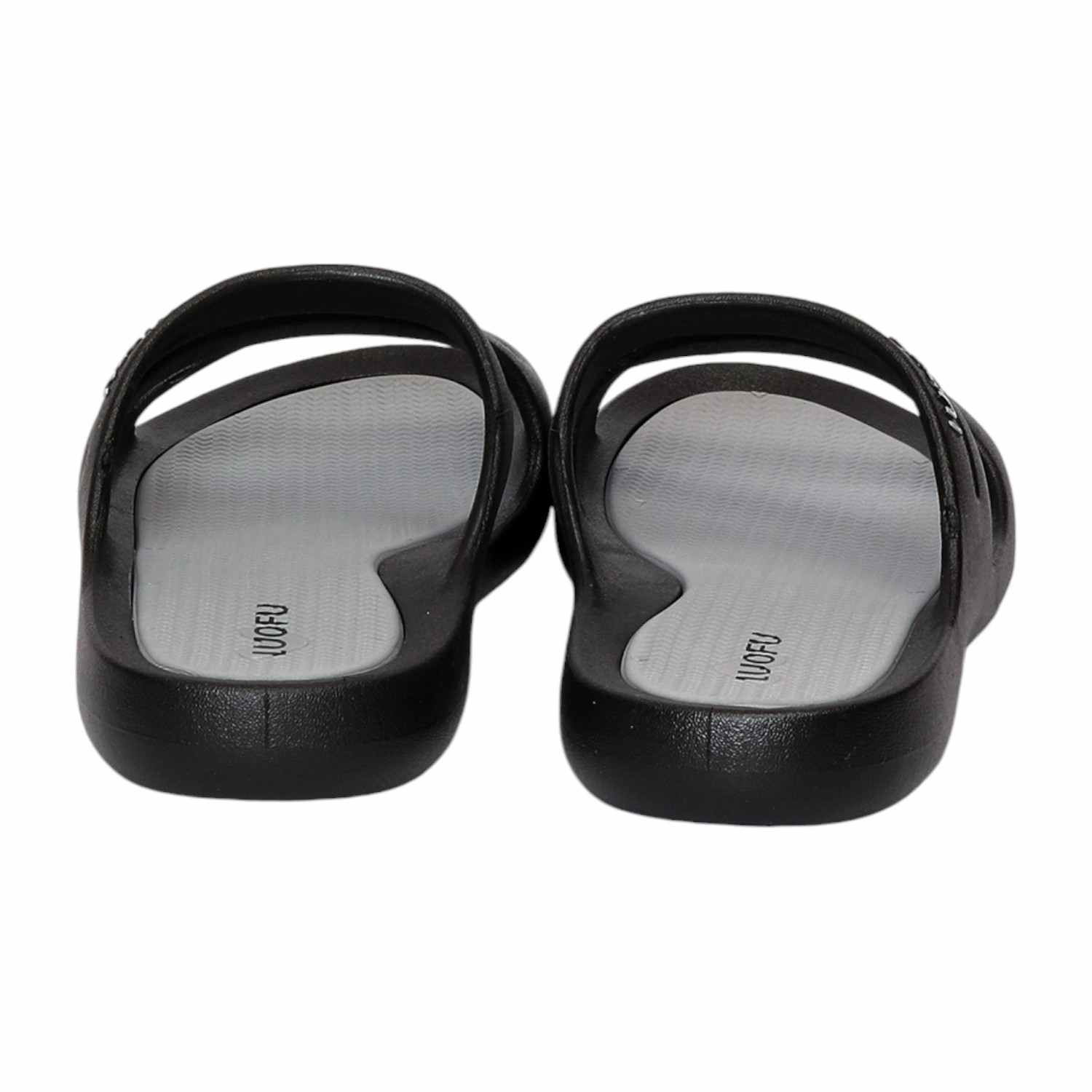 Women Black-Grey Z Strap Flats