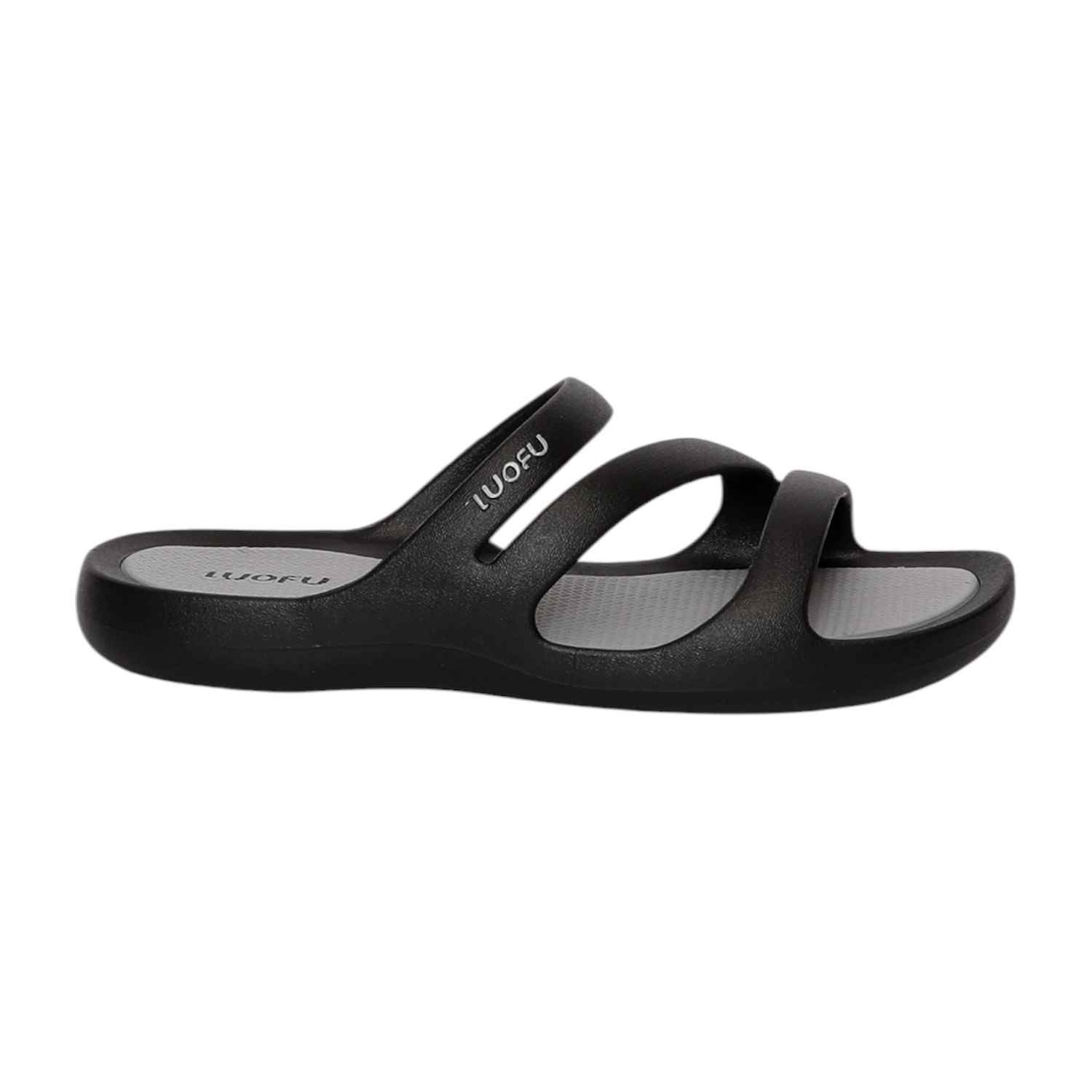Women Black-Grey Z Strap Flats