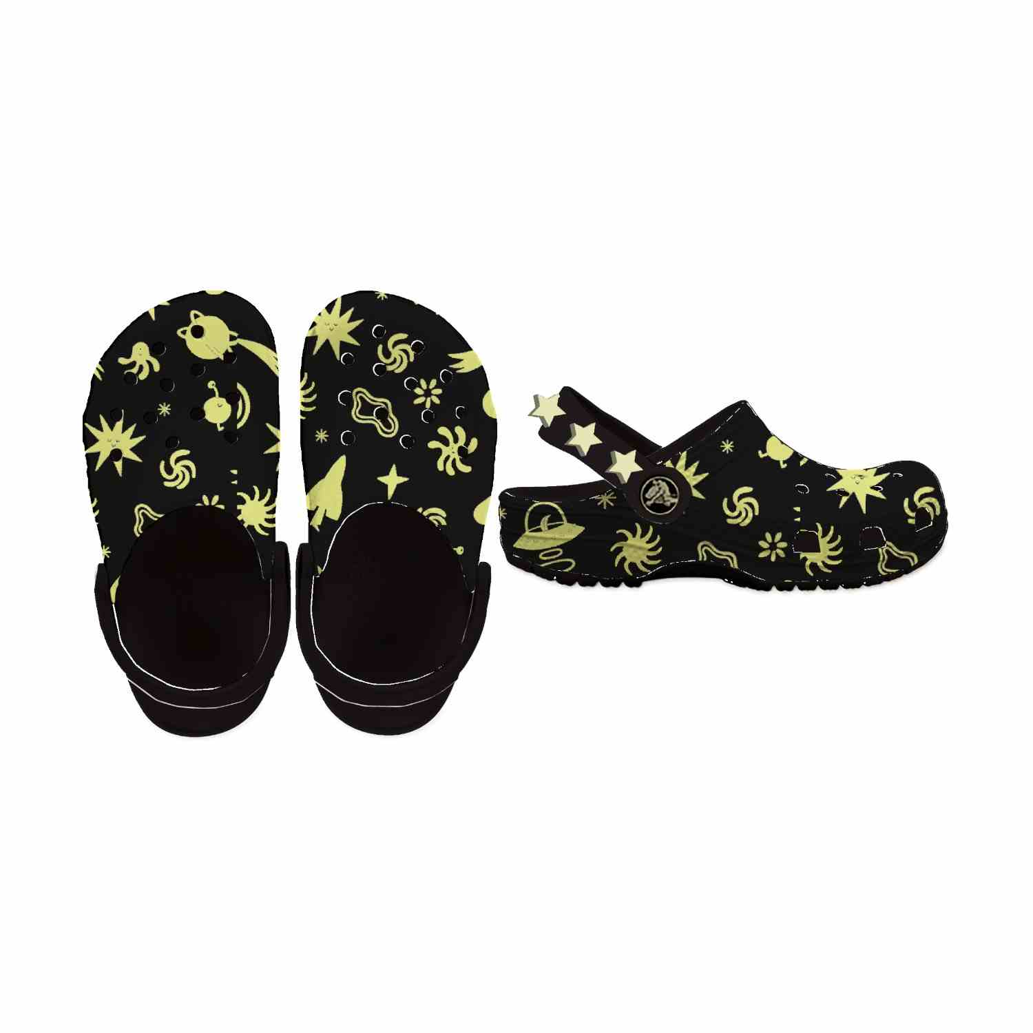 Classic Glow Space Unisex Black Clogs