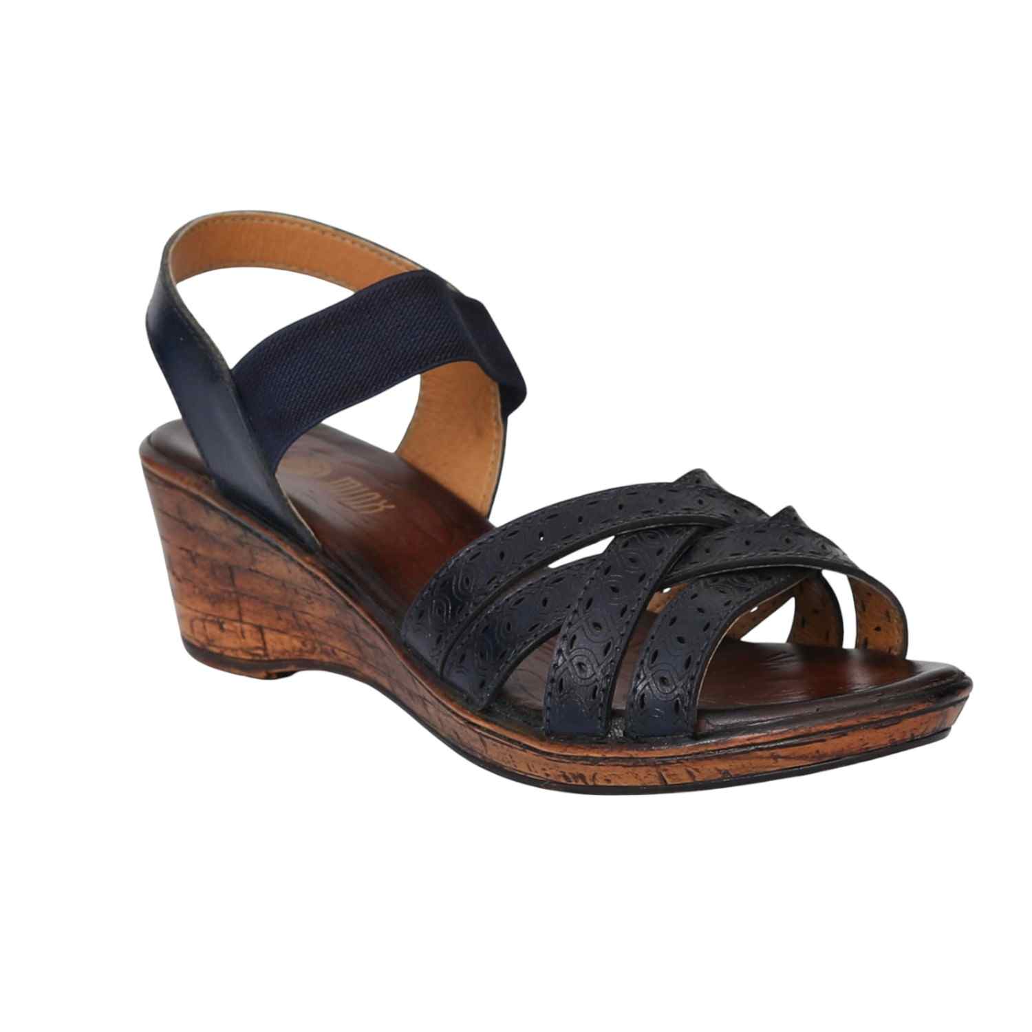 Women Navy Strappy Wedge Sandals