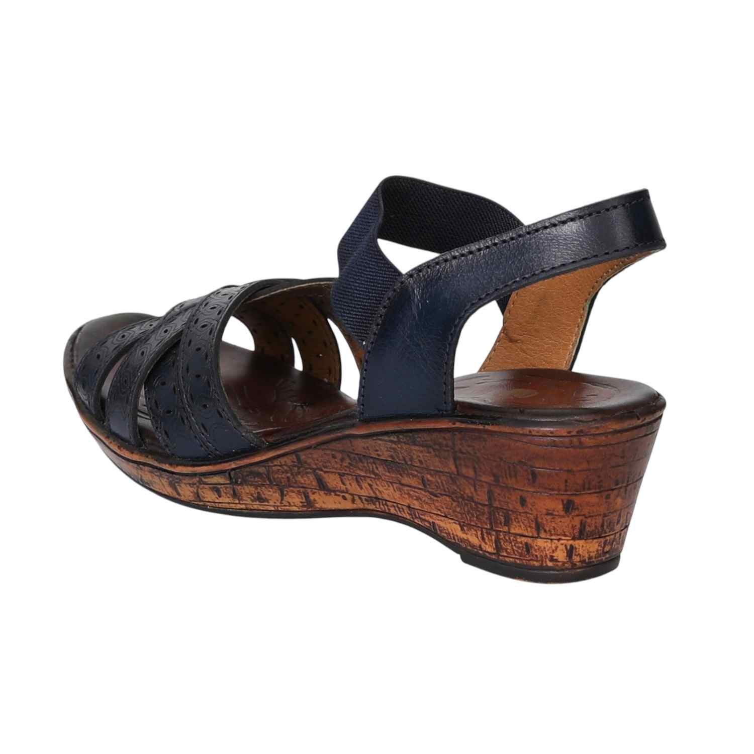 Women Navy Strappy Wedge Sandals