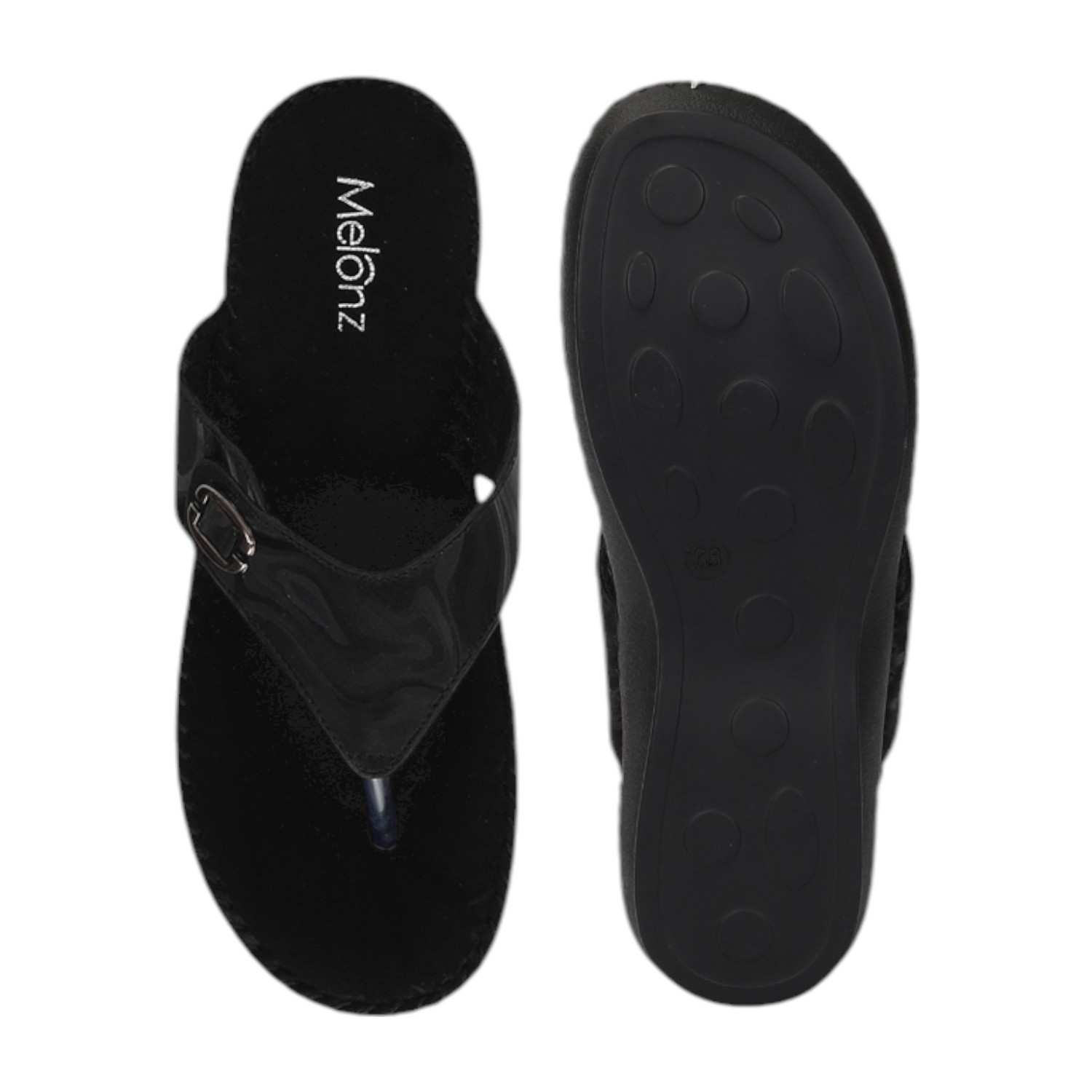 Women Chappal-Thong Black Casual Flat