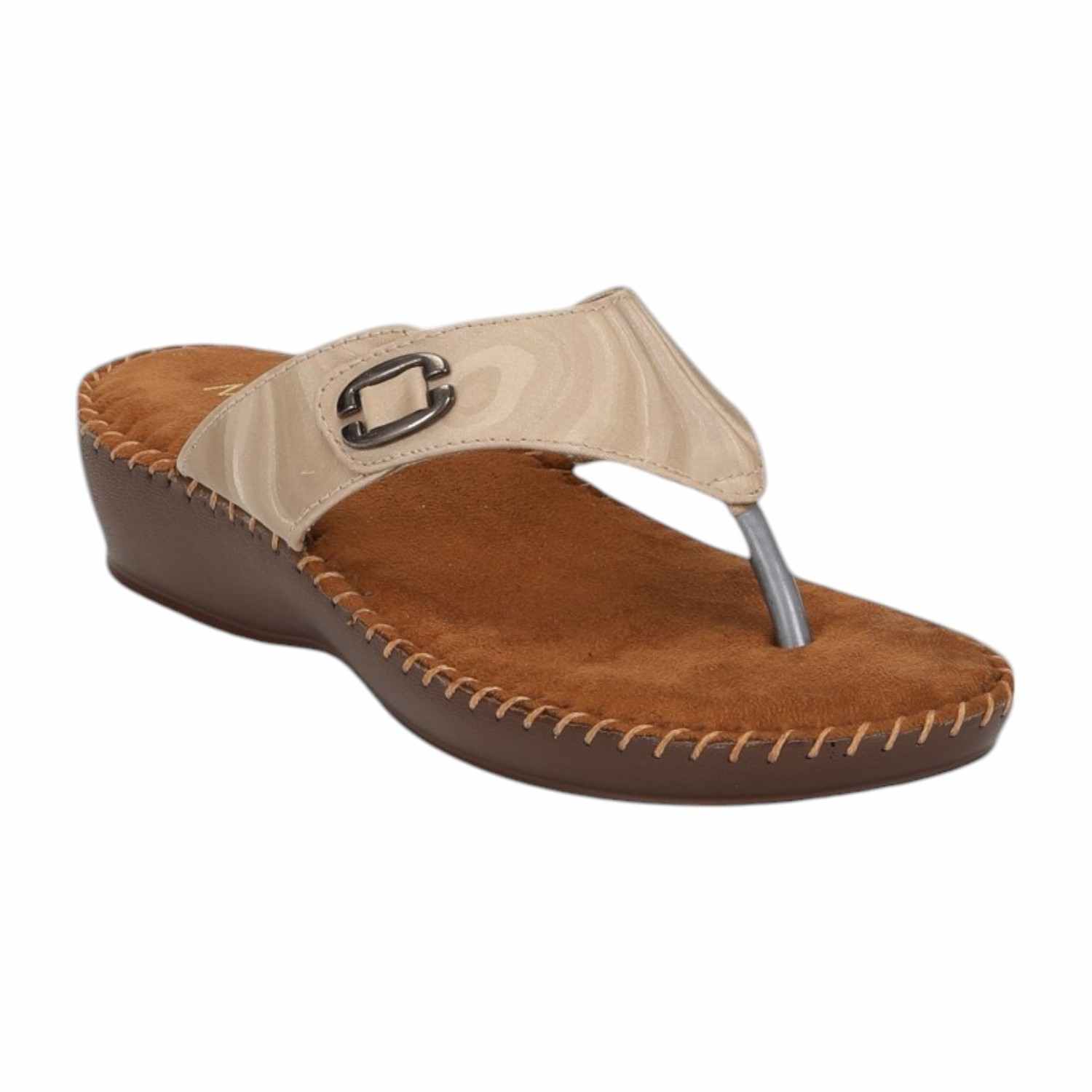 Women Chappal-Thong Gold Casual Flat
