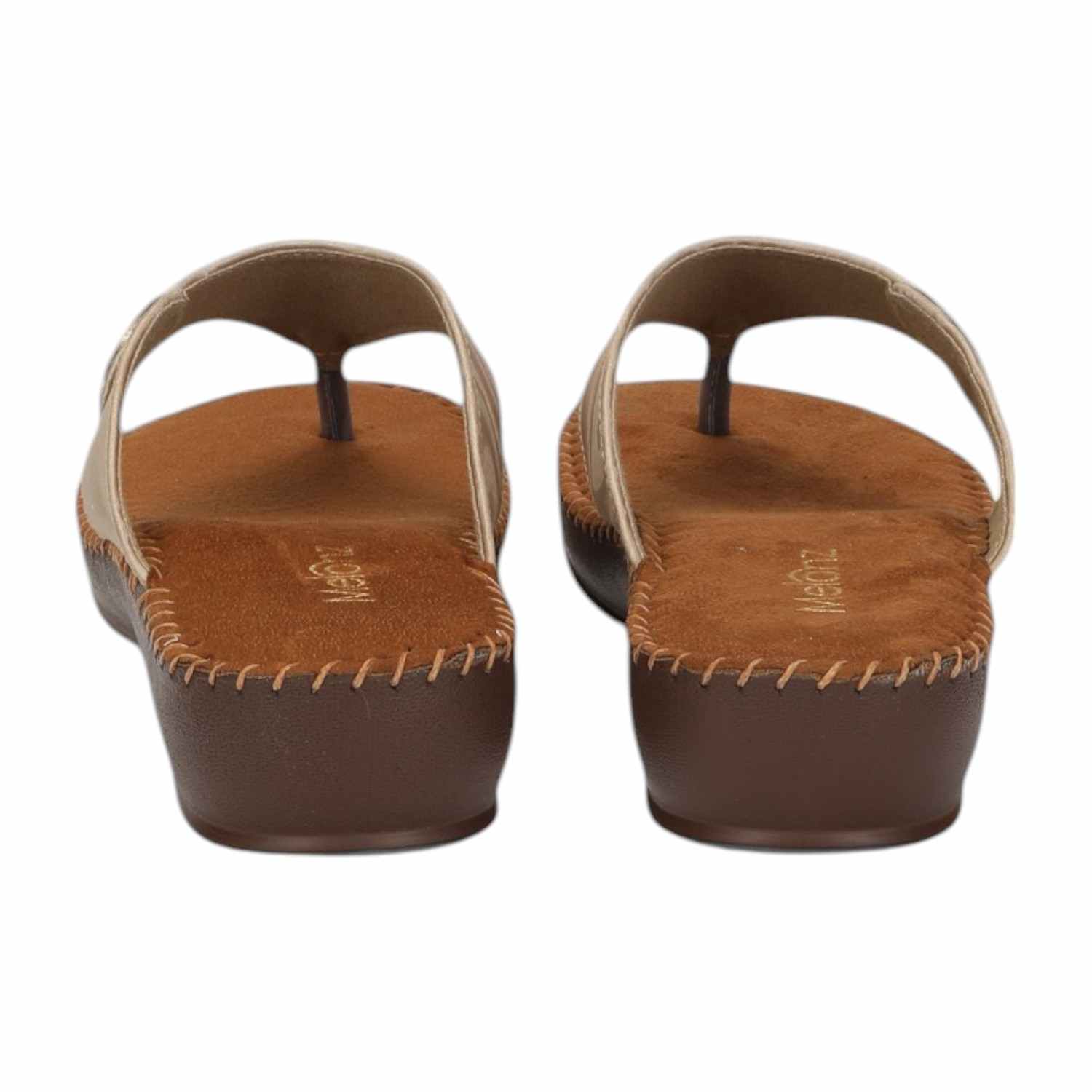 Women Chappal-Thong Gold Casual Flat