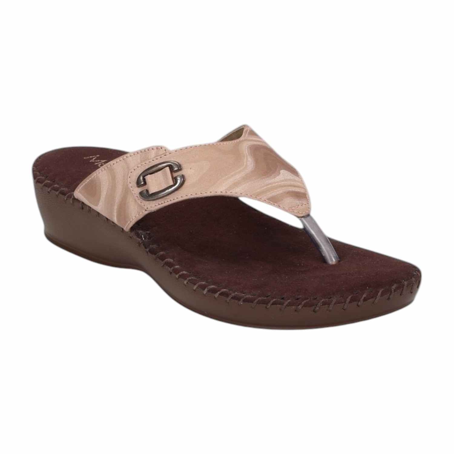 Women Chappal-Thong Peach Casual Flat