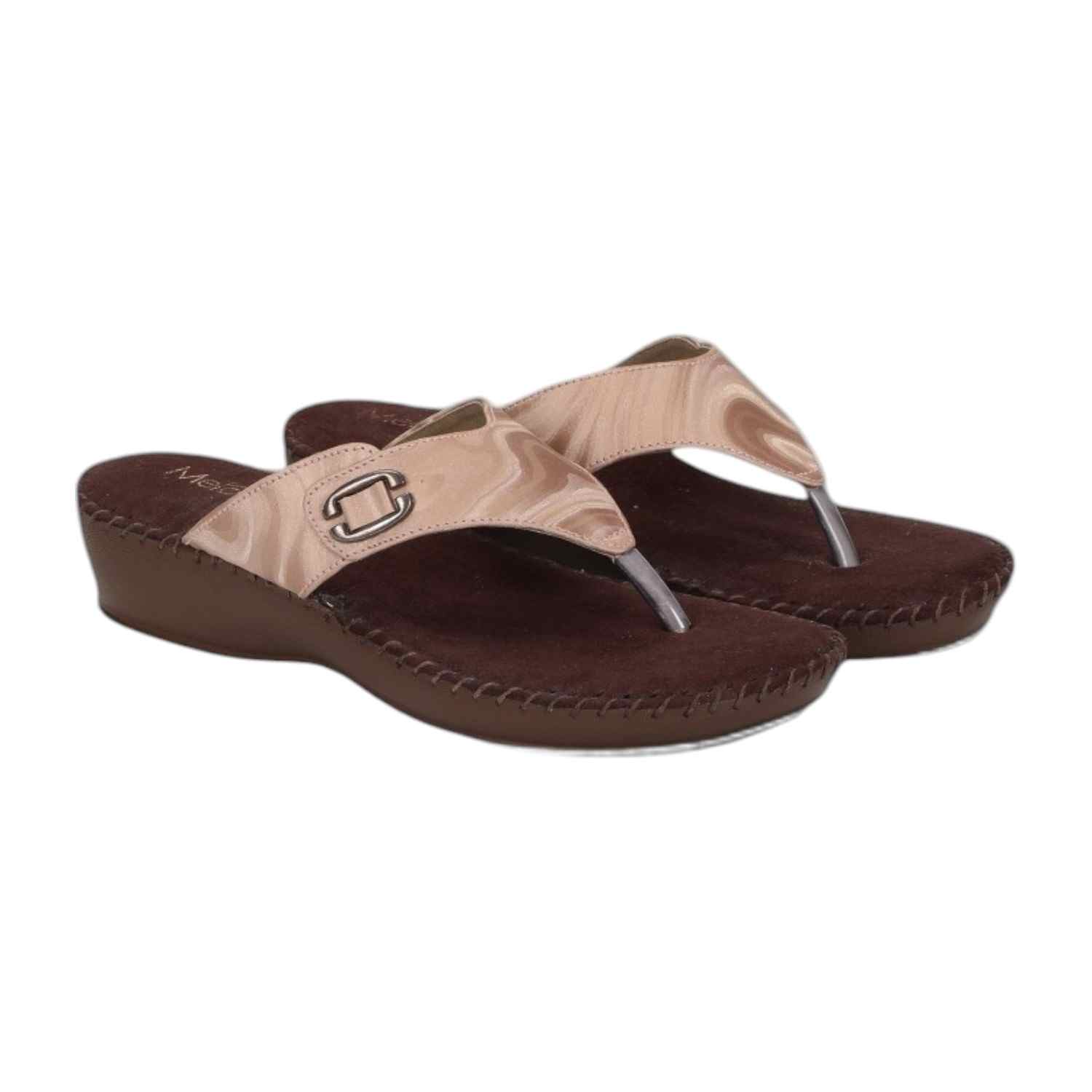 Women Chappal-Thong Peach Casual Flat