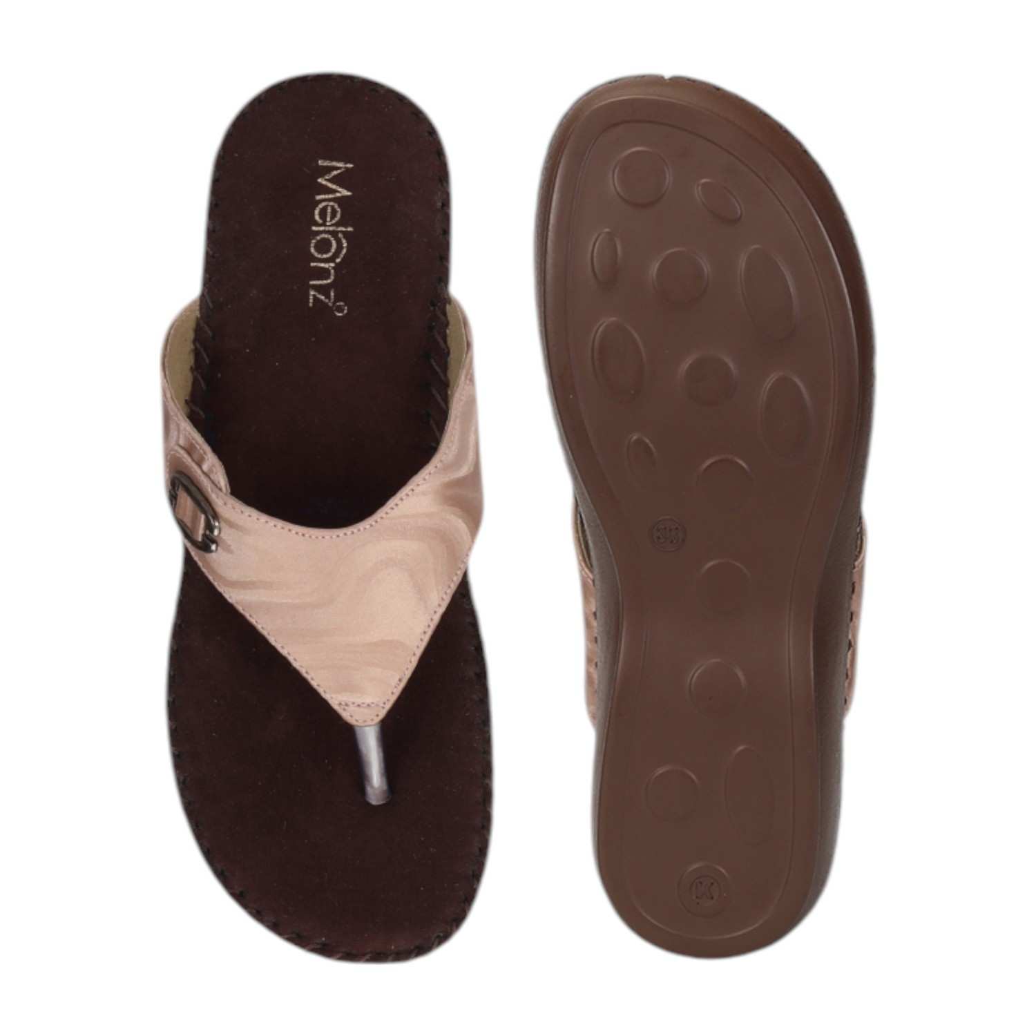 Women Chappal-Thong Peach Casual Flat