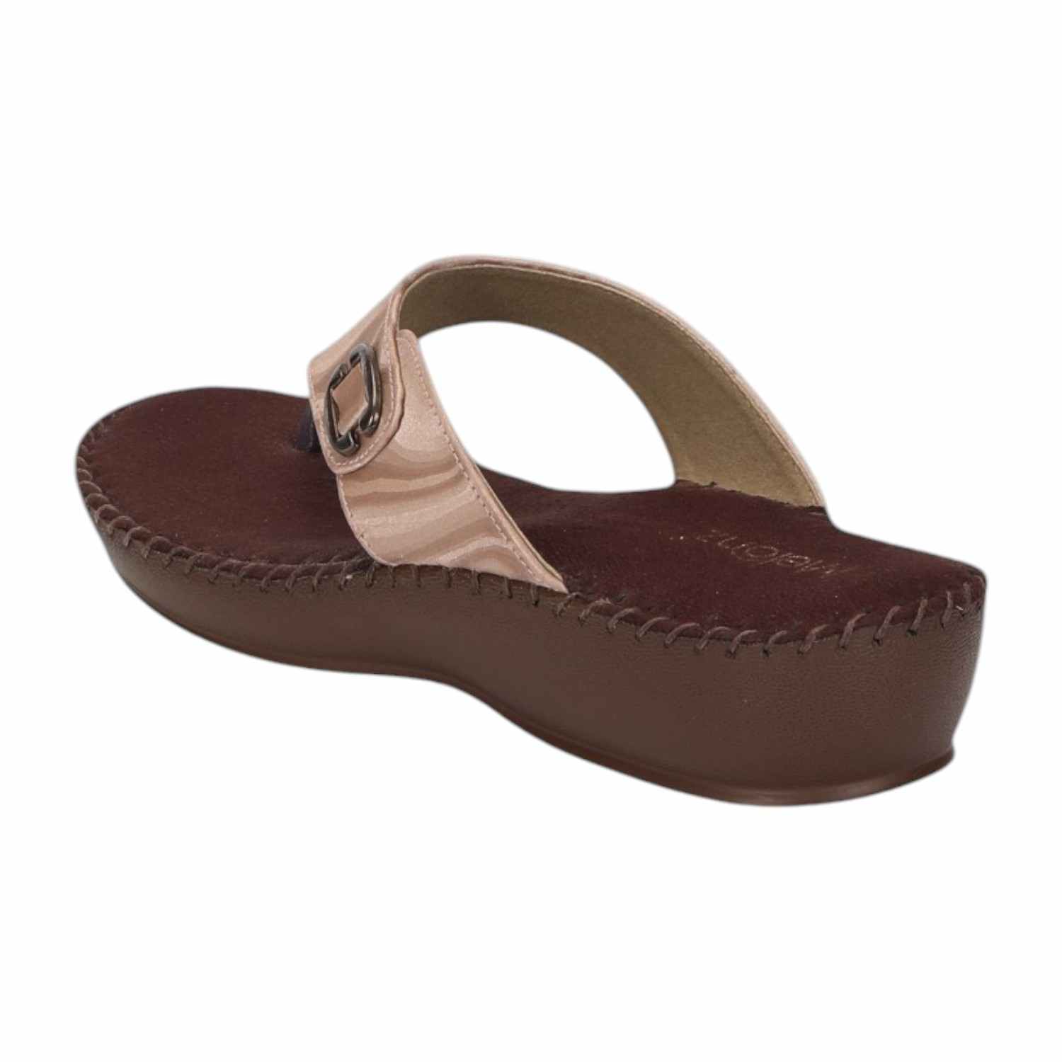 Women Chappal-Thong Peach Casual Flat