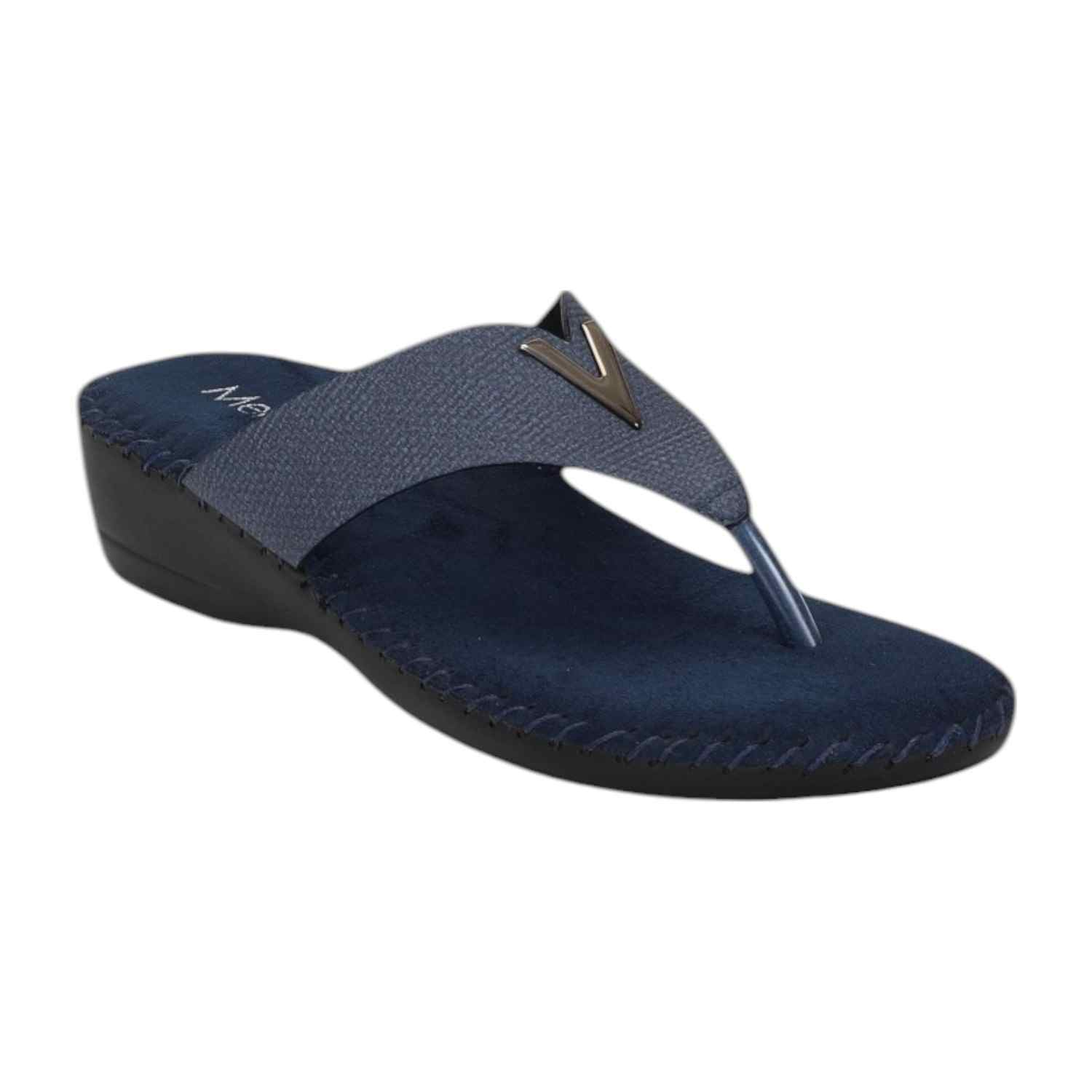 Women Chappal-Thong Blue Casual Flat