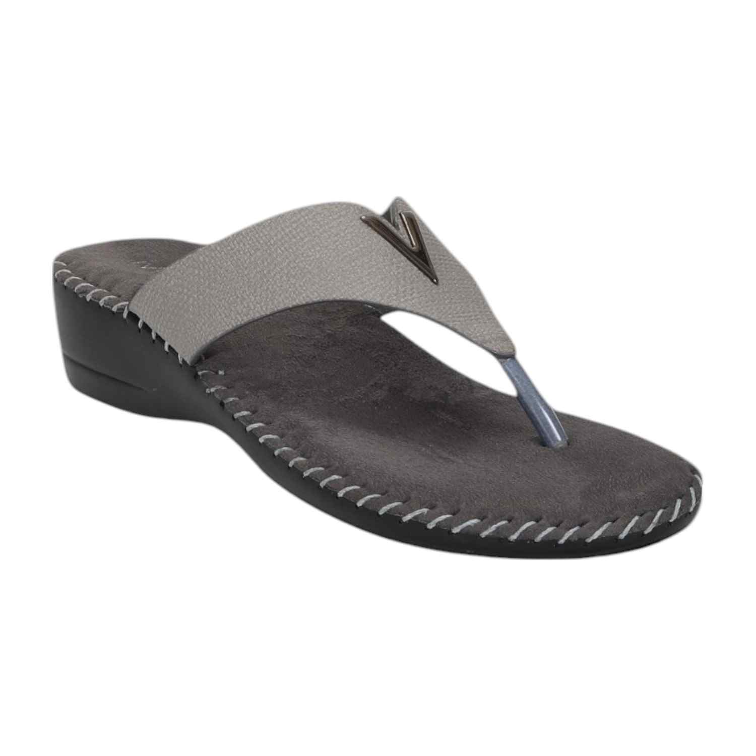 Women Chappal-Thong Gunmetal Casual Flat